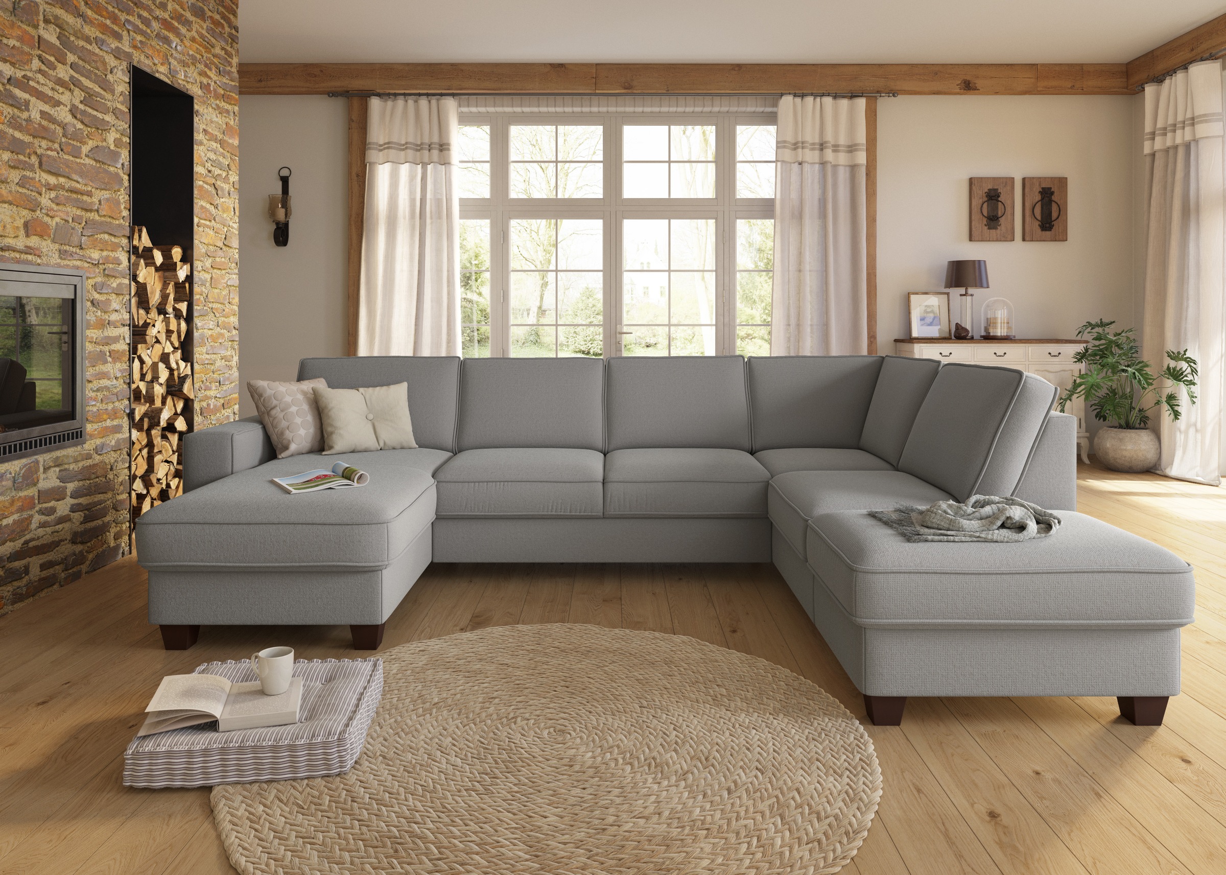 Home affaire Wohnlandschaft »County U-Form« wahlweise Ottomane links oder r günstig online kaufen