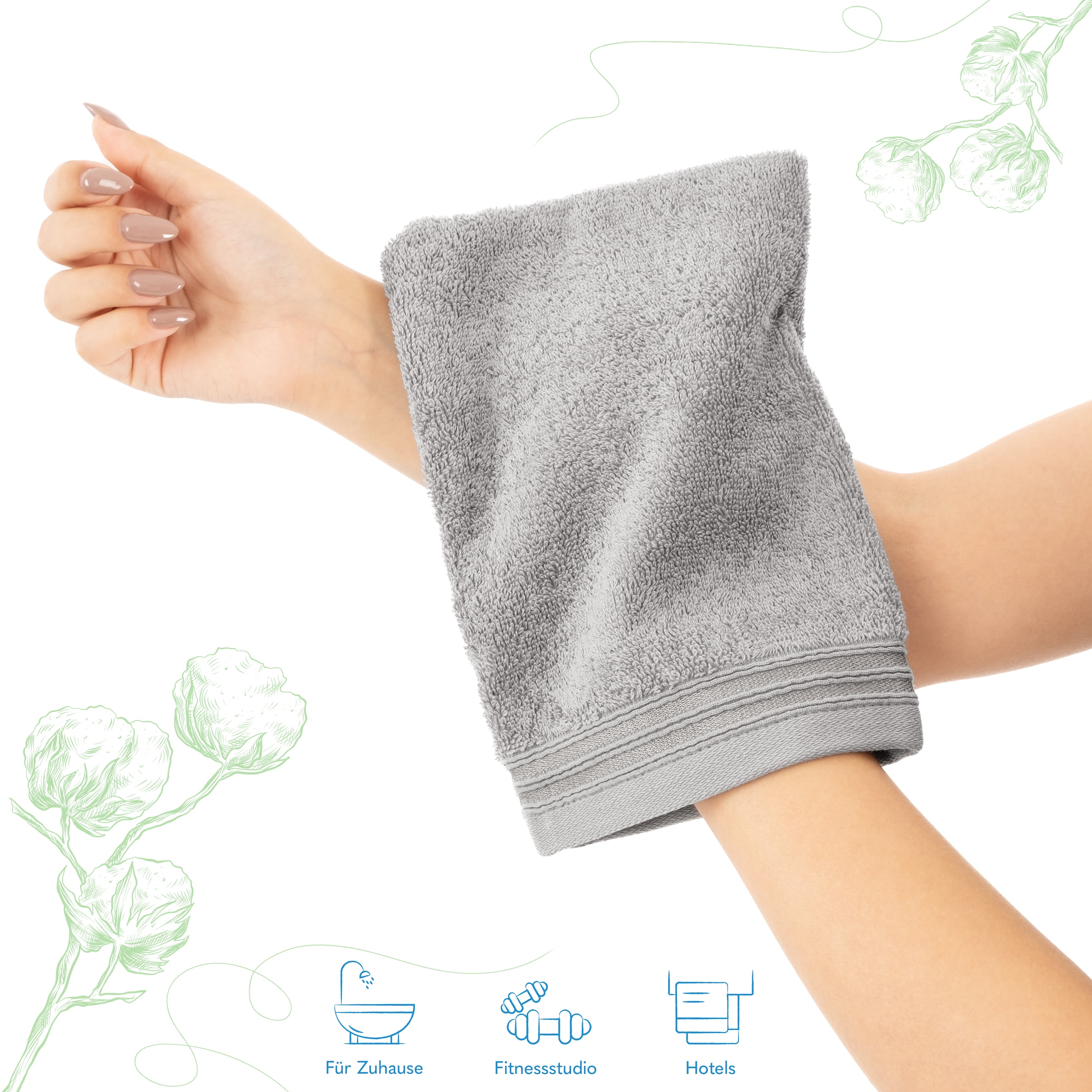 HAMMETEX Waschlappen »2er-Set Waschlappen 15x22 cm, 100% Baumwolle, weich und saugfähig«