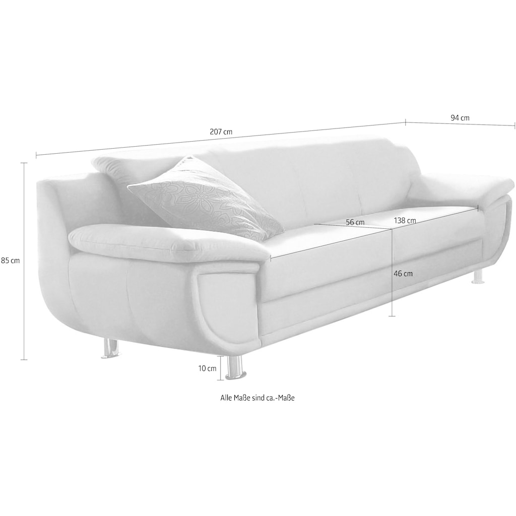 TRENDMANUFAKTUR 3-Sitzer, wahlweise mit komfortablem Federkern, mit extra breiten Armlehnen, frei im Raum stellbar