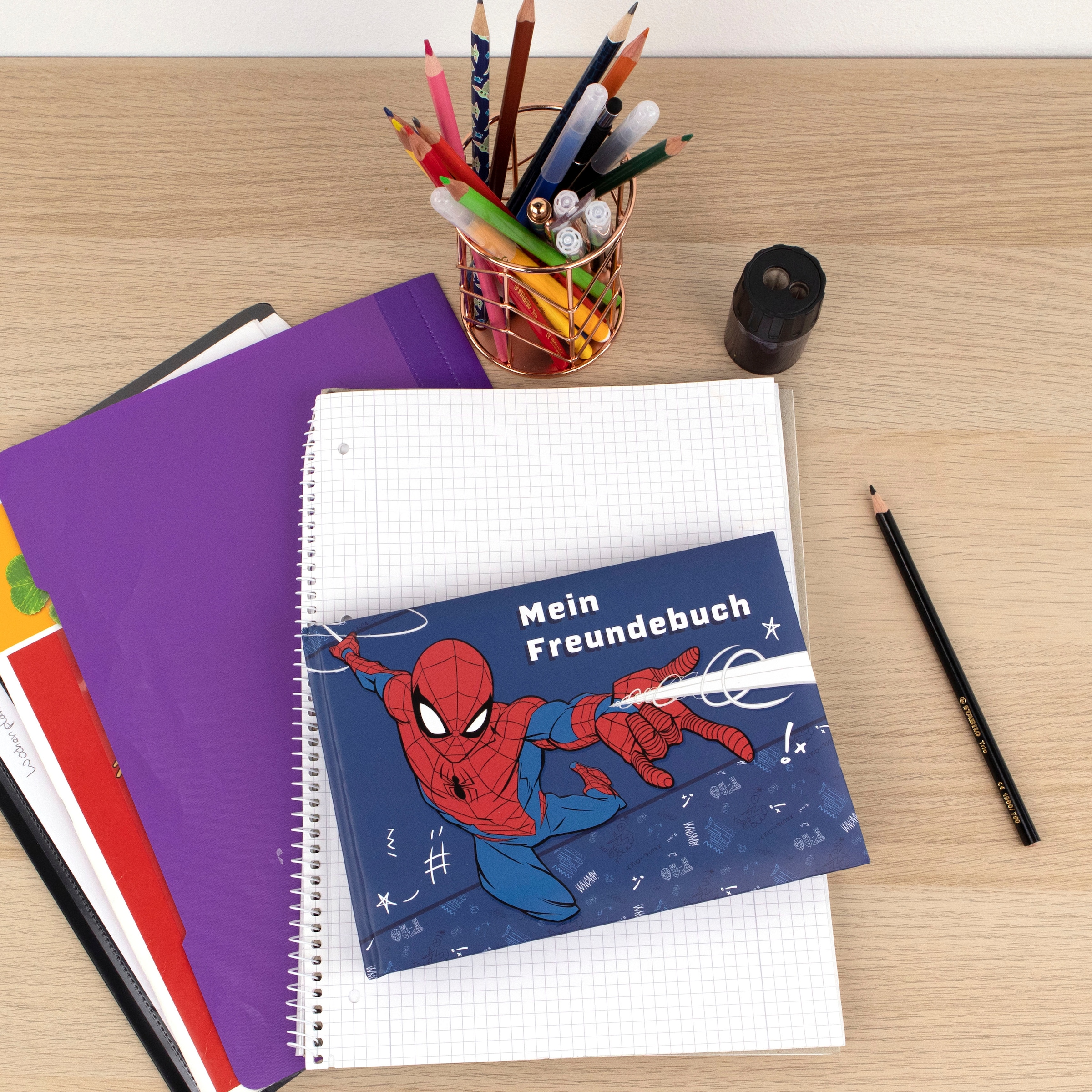 Scooli Buch »Spiderman«, (Set, 3 St.), bestehend aus Freundebuch, Heftbox und Aufgabenheft