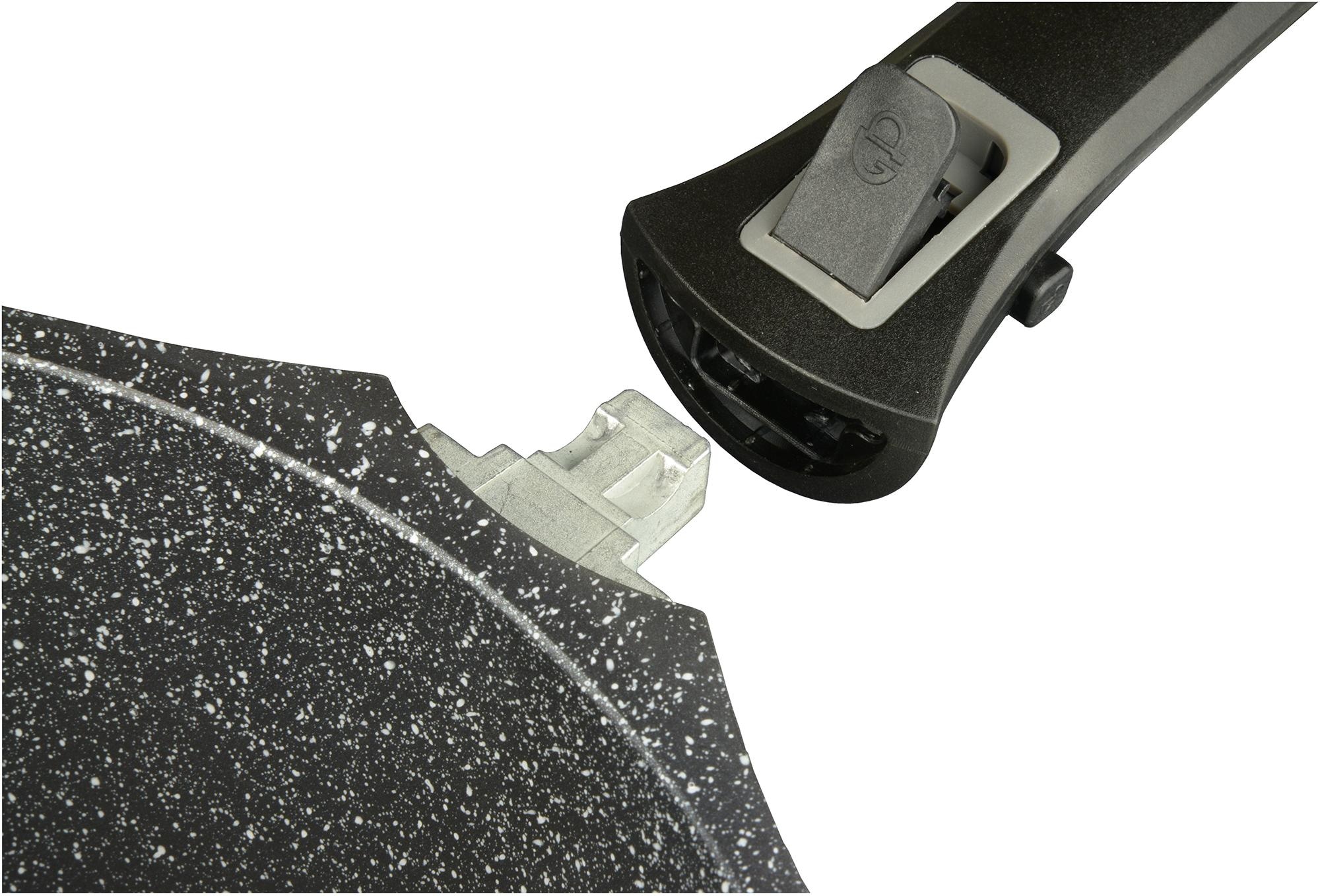 GSW Bratpfanne »Easy Click«, Aluminiumguss, (2 tlg.), incl. Glasdeckel, abnehmbarer Griff, Ø 28 cm, hoher Rand, Induktion