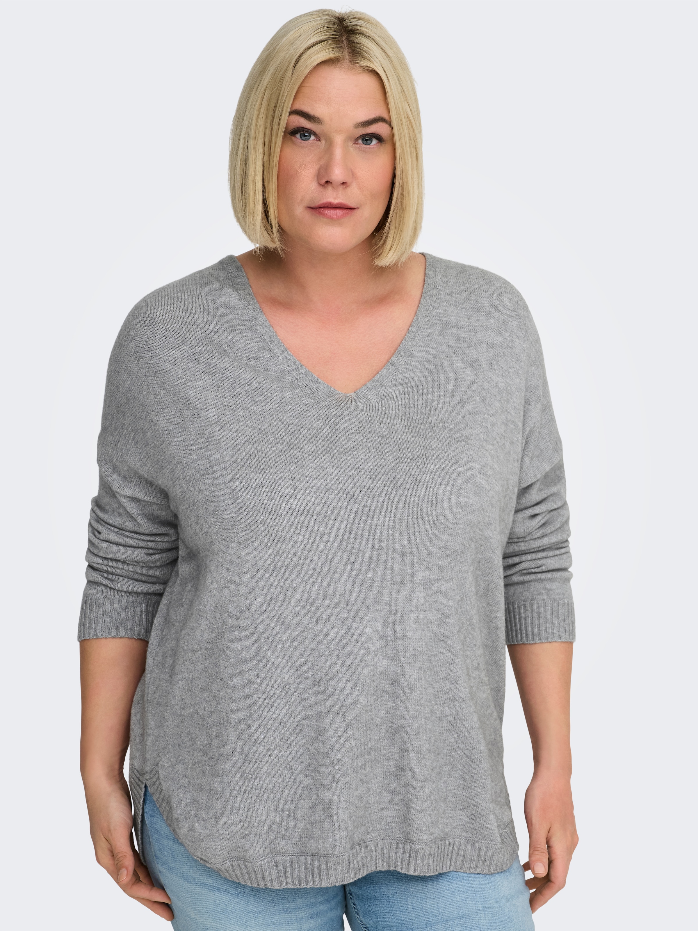 ONLY CARMAKOMA V-Ausschnitt-Pullover »CARMARGARETA LS PULLOVER KNT NOOS« Viskosemischung, regular fit