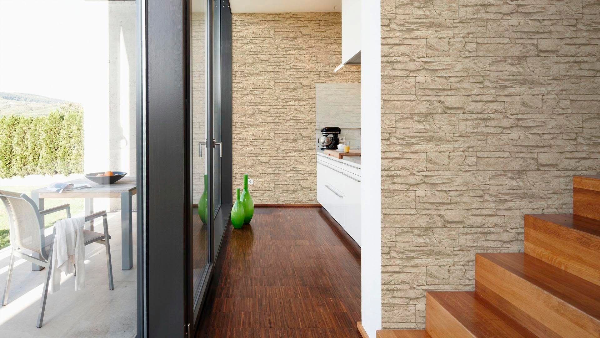 living walls Vinyltapete »Best of Wood`n Stone 2nd Edition«, Steinoptik-gemustert-Motiv, Modern Tapete Stein Tapeten Wohnzimmer Schlafzimmer Küche Flur Design