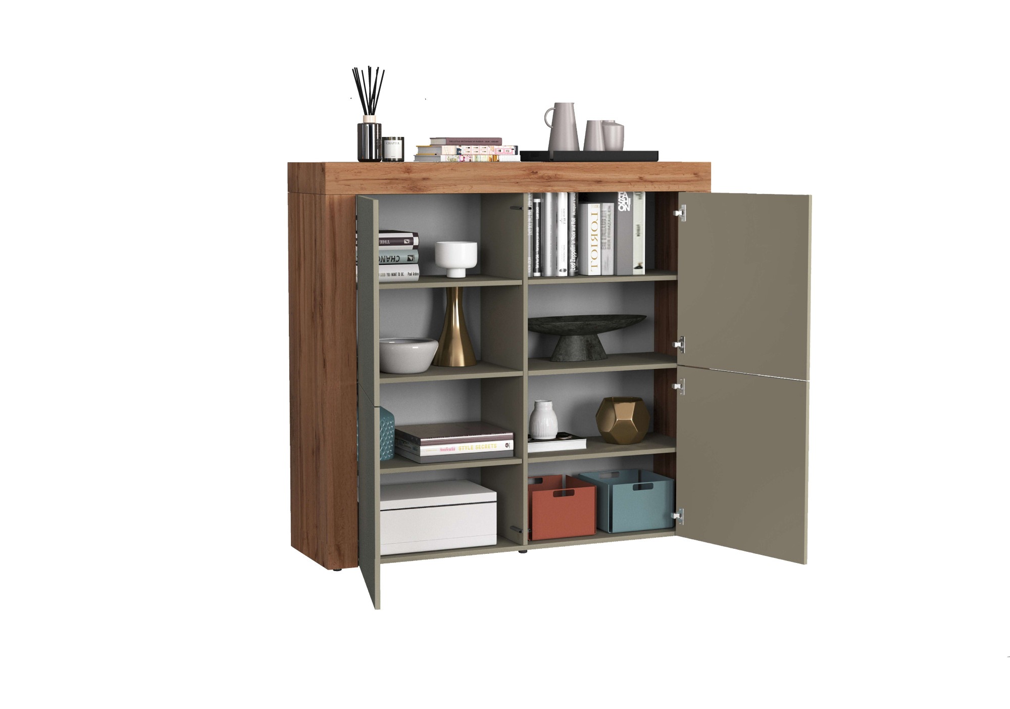 INOSIGN Highboard »CHRONOS Breite 140 cm mit 4 Türen und 8 Fächer 'Made in Italy'«, (1 St.), Hohes Sideboard, Kommode, Schrank, Grifflos mit Push to Open