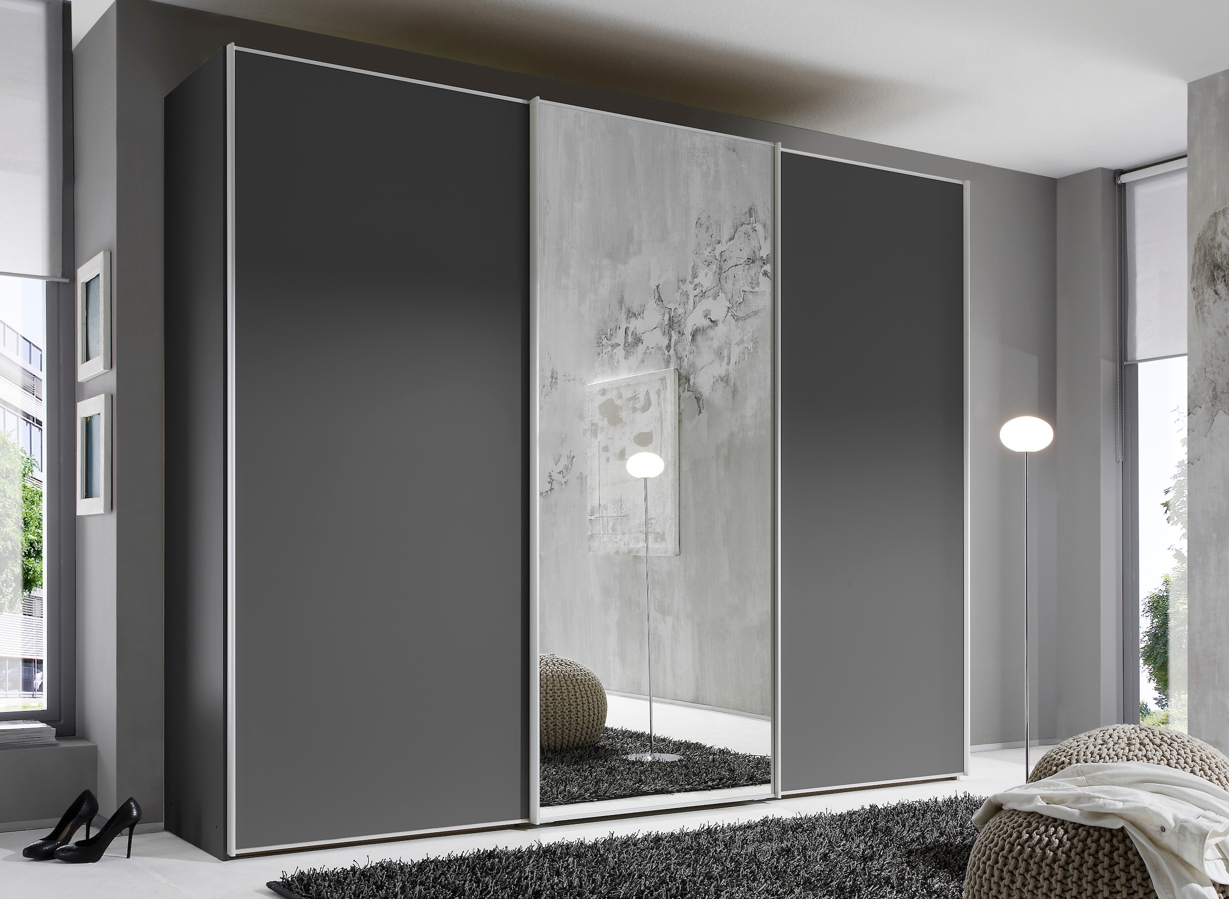 STAUD Schwebetürenschrank »Sinfonie Plus, edles Design in hochwertiger Qualität, Made in Germany«, Mit Spiegeltür und vier verschiedenen Ausstattungsvarianten