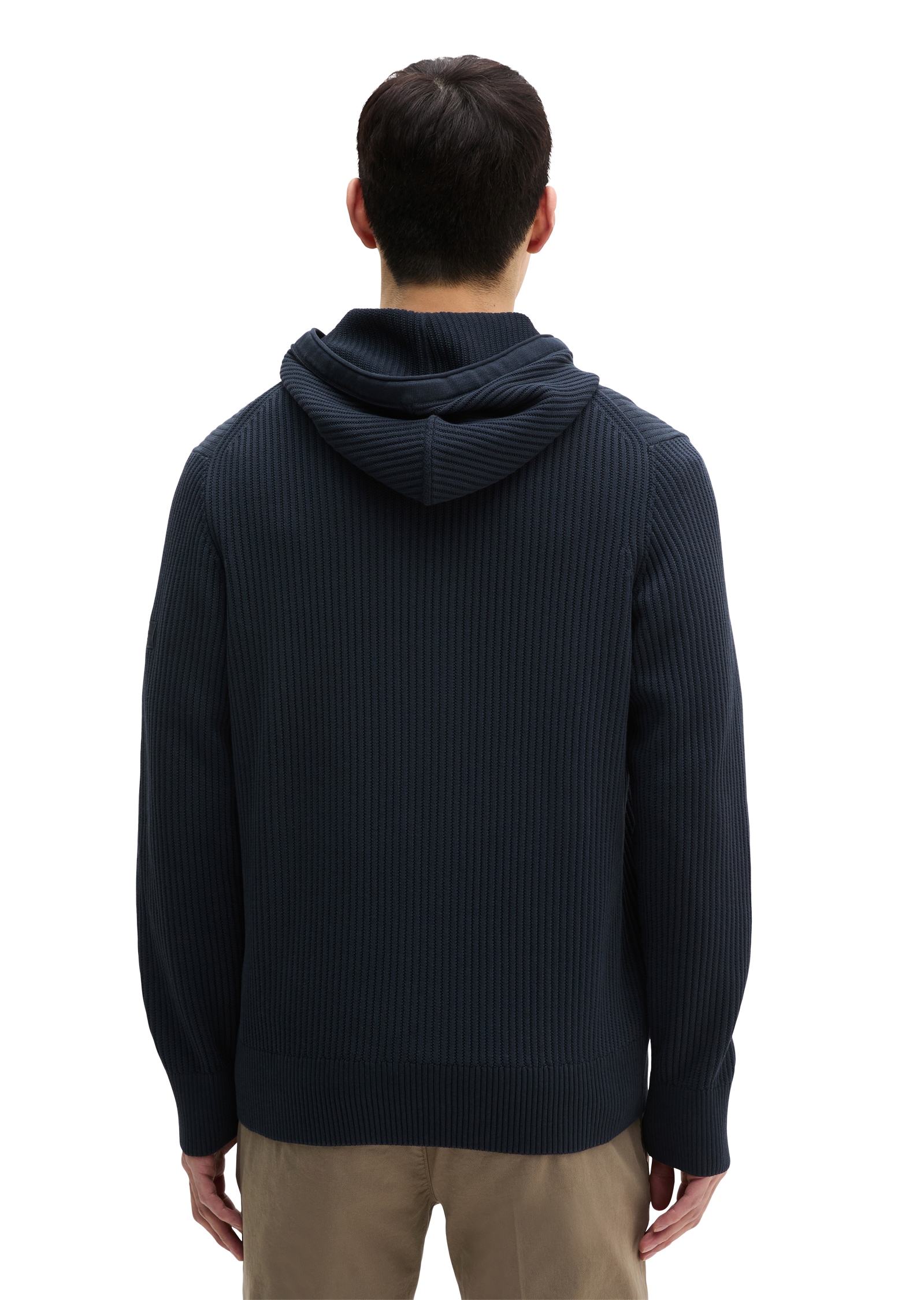 Marc O'Polo Kapuzenstrickjacke regular Fit, geteilte Kängurutasche