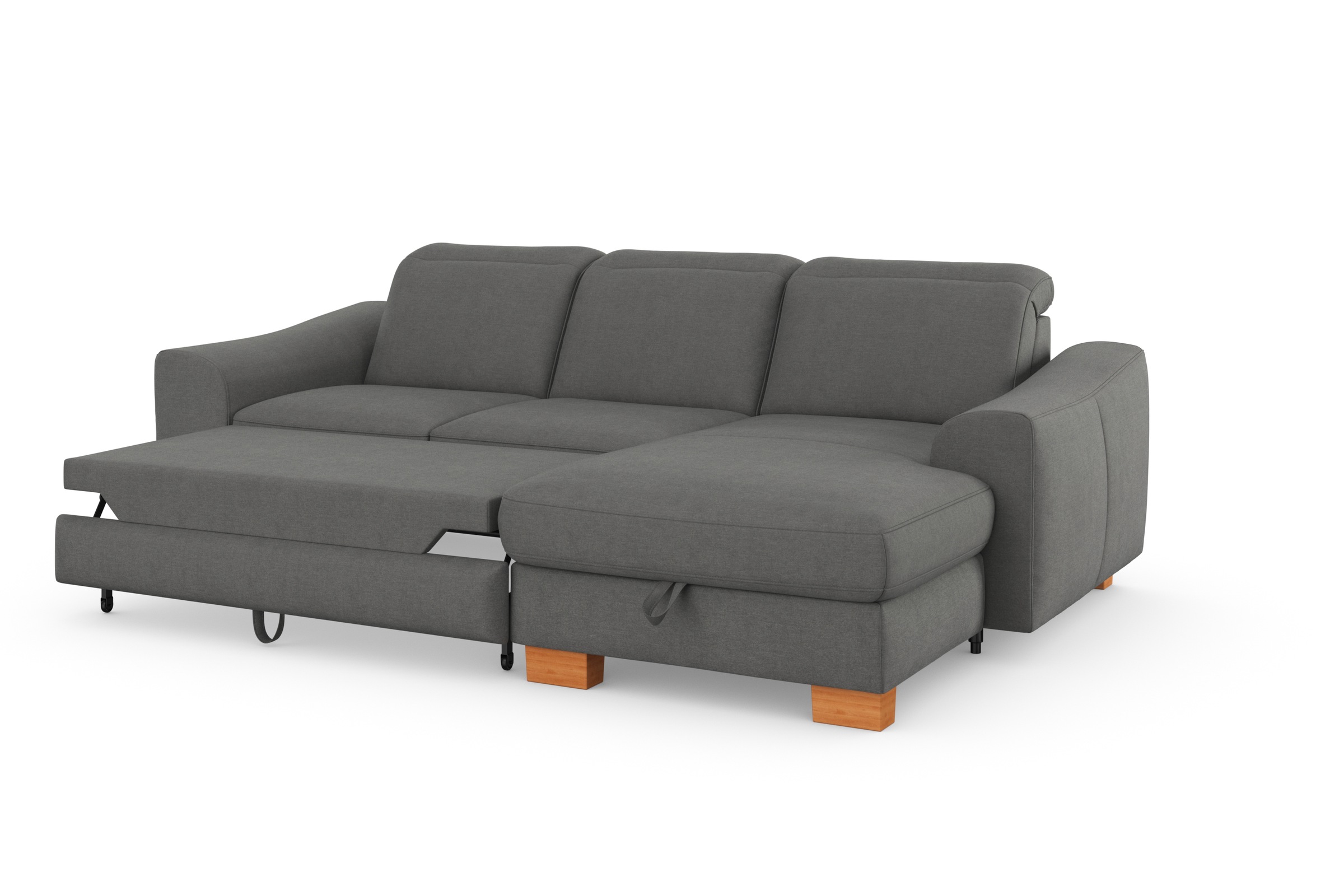 sit&more Ecksofa »Dundee L-Form«, mit Federkern und Massivholzfüßen, wahlweise mit Kopfteilverstellung