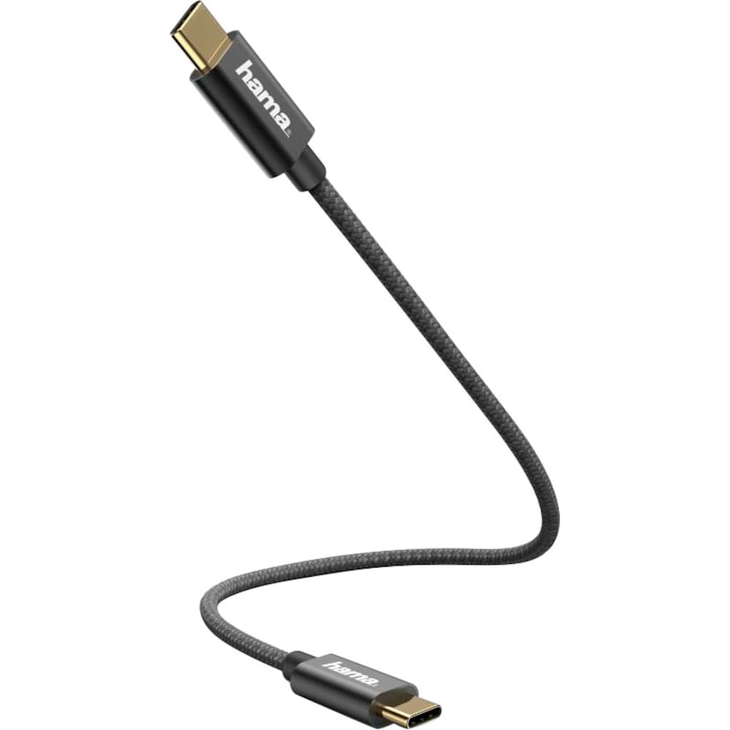 Hama USB-Kabel »Lade-/Datenkabel, USB-C - USB-C, 0,2 m, Schwarz, USB-Kabel«, 20 cm