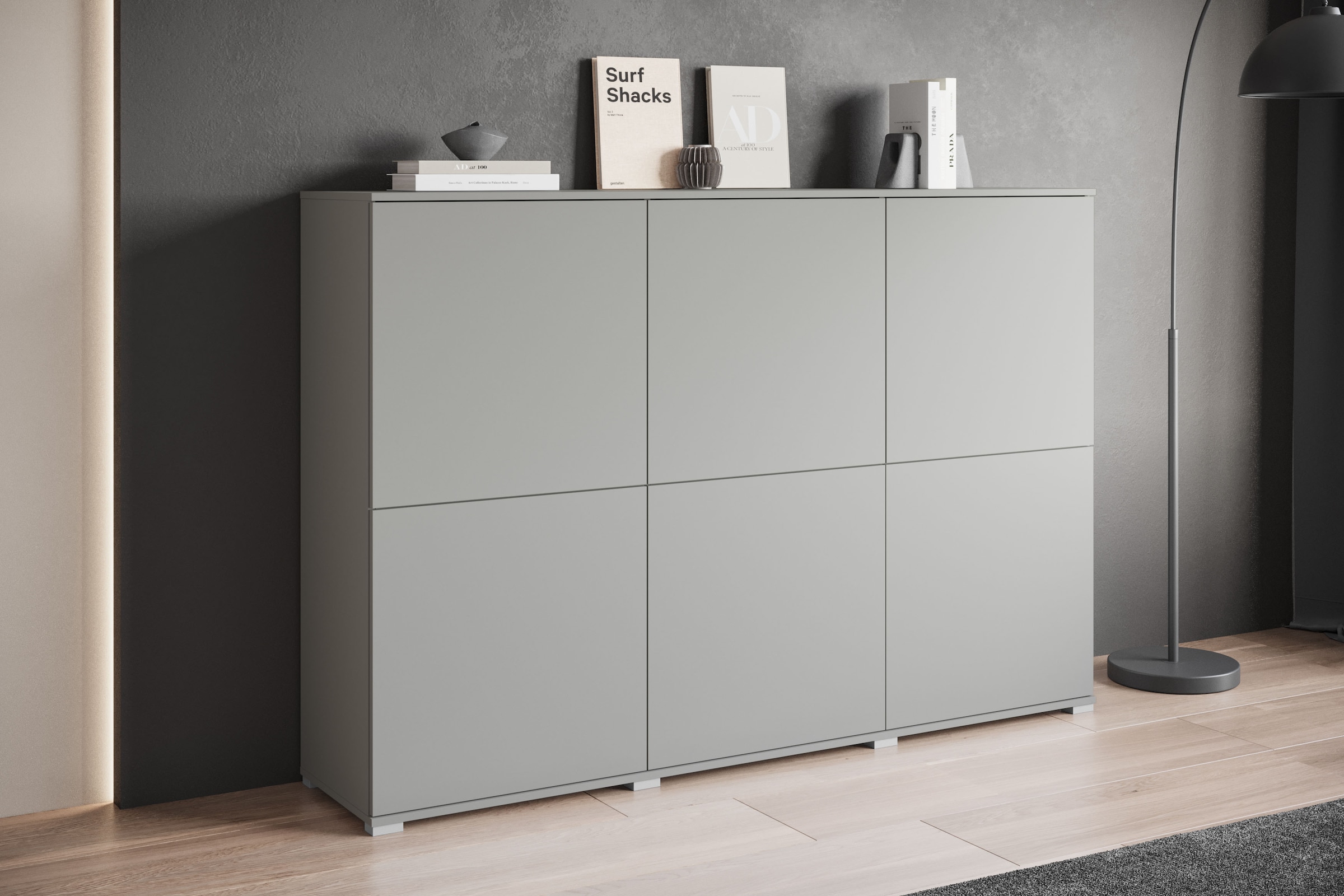 INOSIGN Highboard »Kenia, moderne grifflose Hochkommode mit 6 Türen, Breite 180 cm«, (1 St.), Push-to-Open-Fronten, höhenverstellbaren Einlegeböden