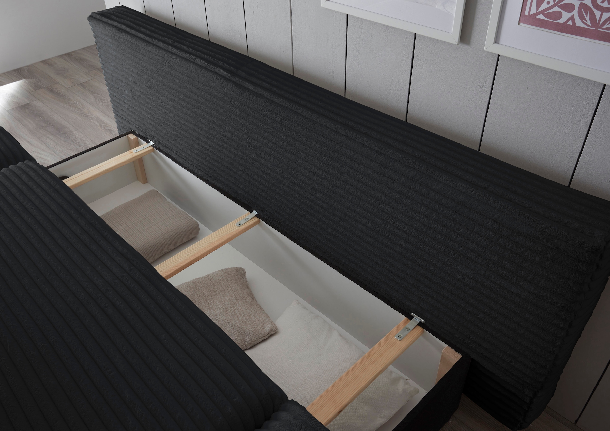 ED EXCITING DESIGN Schlafsofa »Sunny«, mit Bettkasten, Armteilverstellung & 2 Rückenkissen