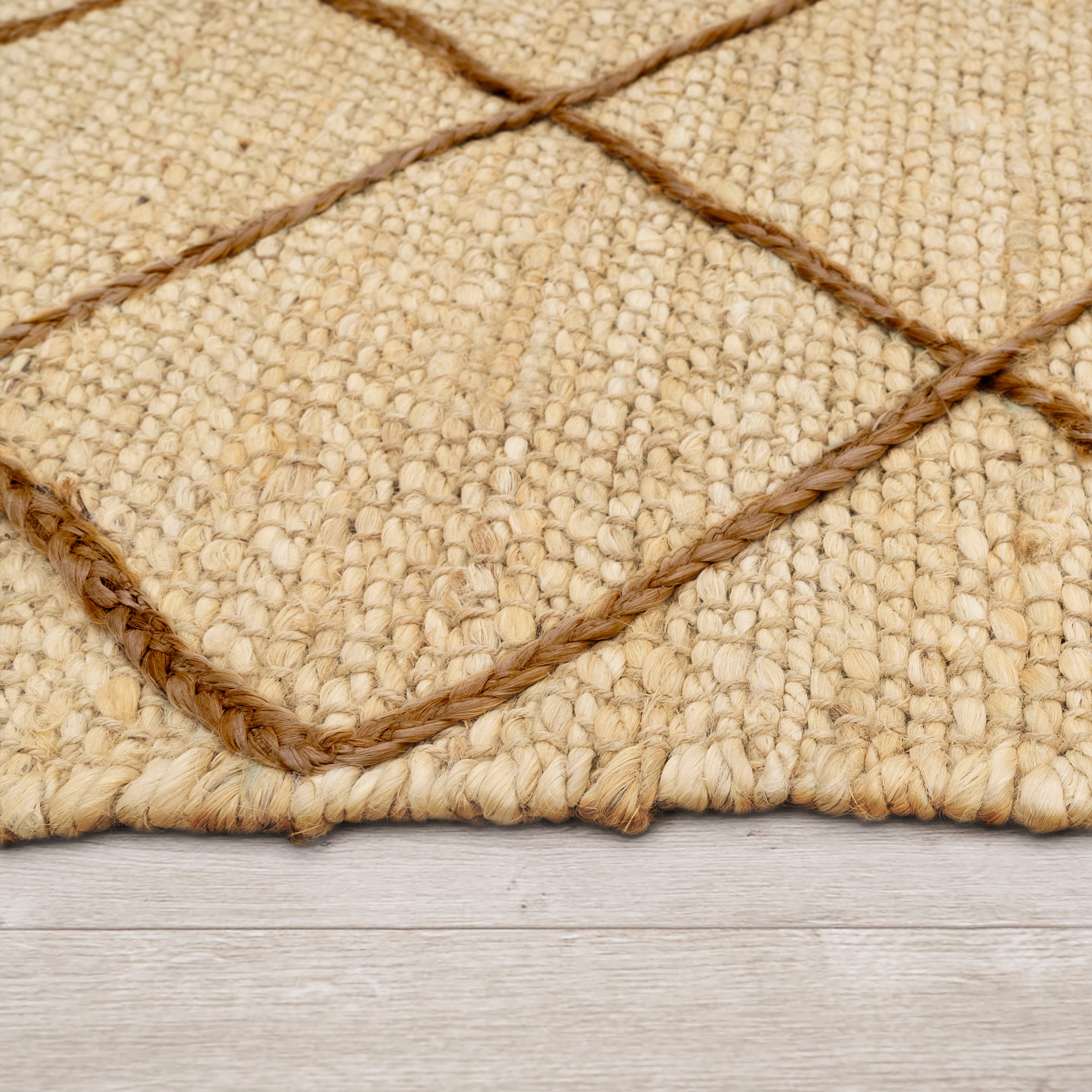Paco Home Teppich »Skive 685«, rechteckig, 13 mm Höhe, handgeflochten, Rauten Muster, Naturfaser, auch als Läufer