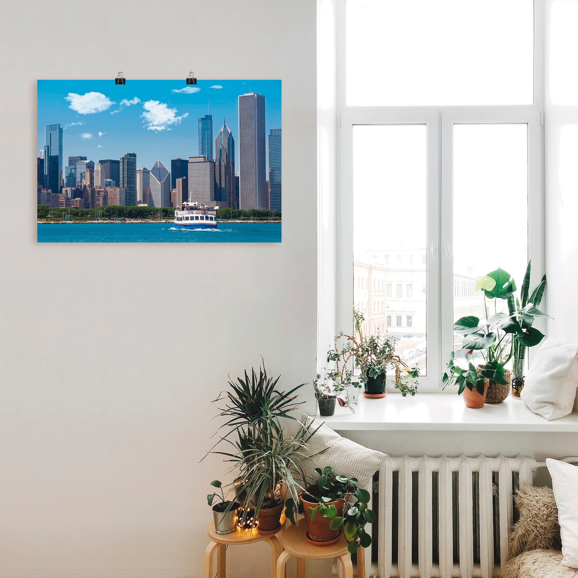 Artland Poster »Chicago Skyline«, Amerika, (1 St.), als Alubild, Leinwandbild, Wandaufkleber oder Poster in versch. Größen