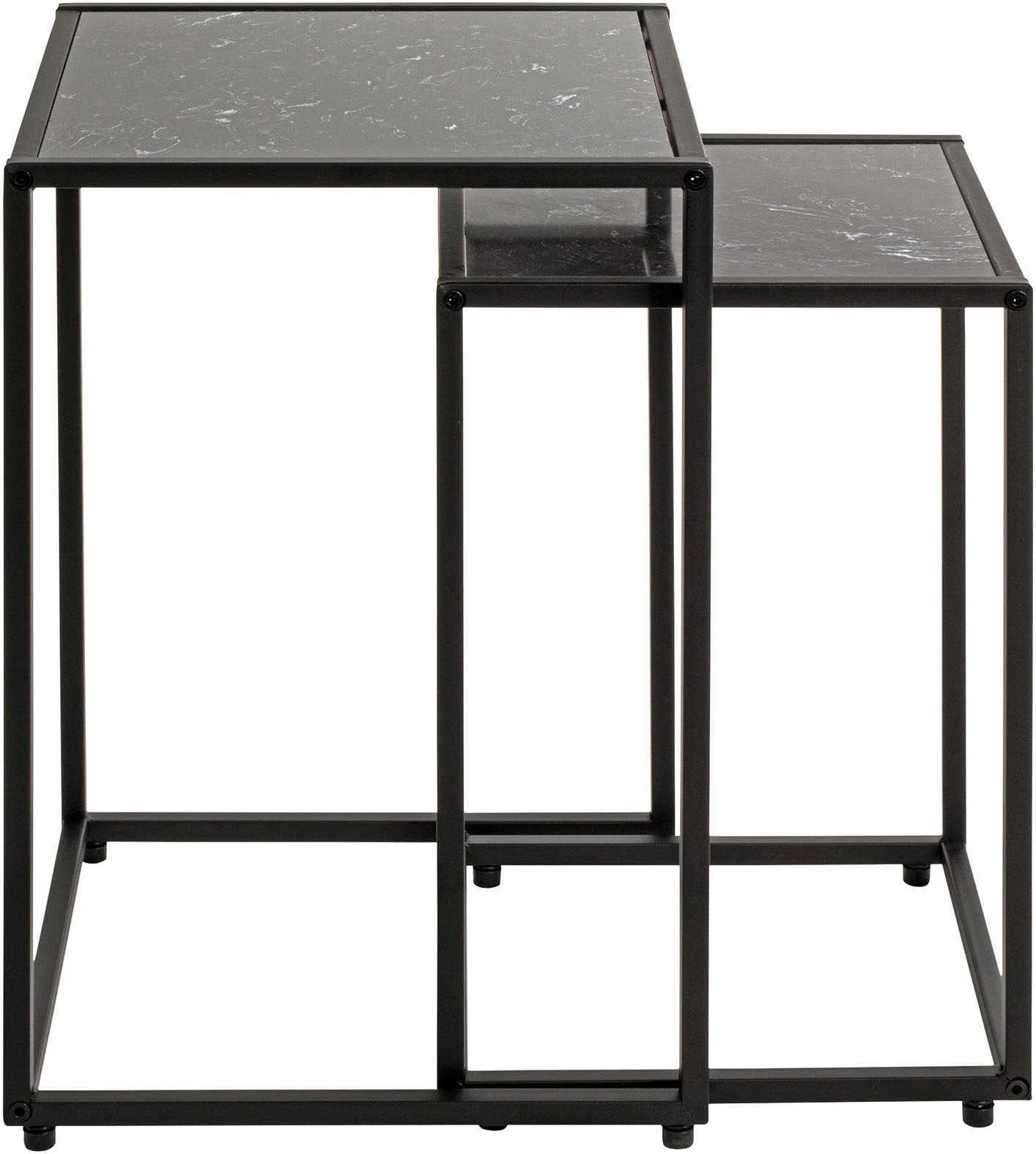 HAKU Beistelltisch »Sofatisch, Wohnzimmertisch« Set, 2er Set, 2 Stk. tlg. quadratisch - aus Kunstmarmor Schwarz B/T/H 28/28/43 und 33/33/50 cm