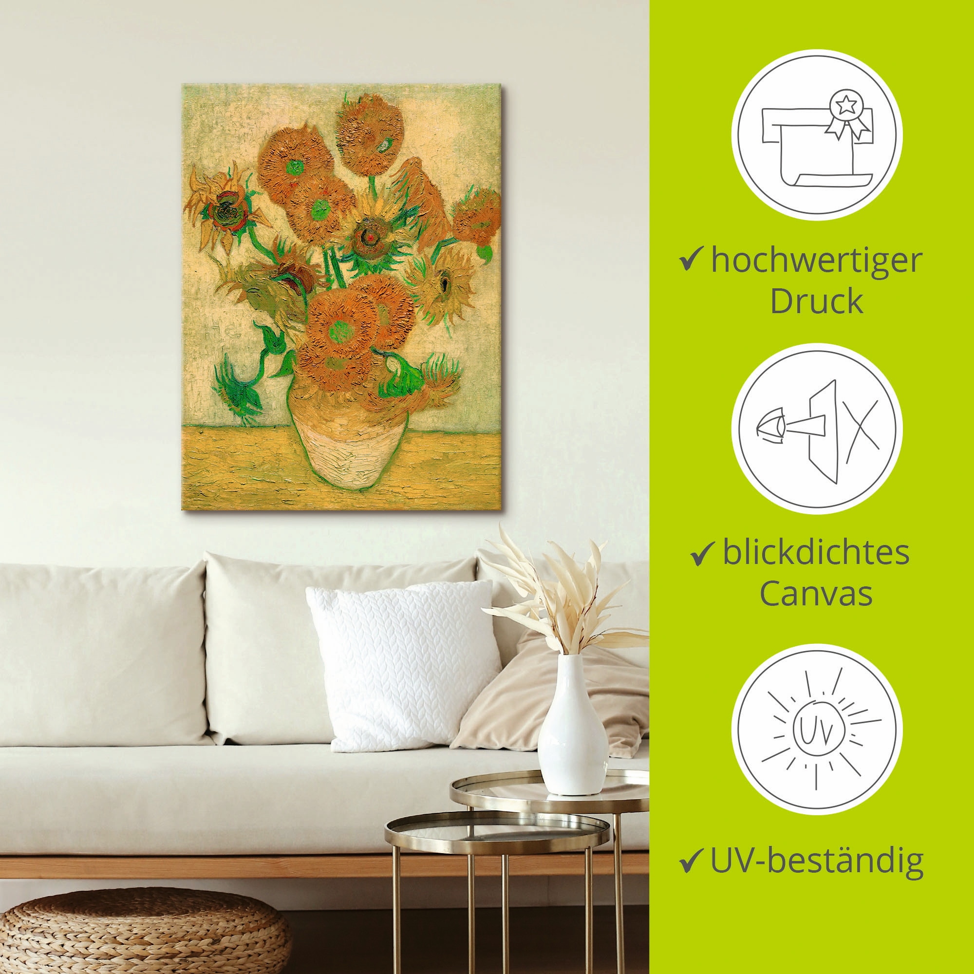 Artland Leinwandbild »Sonnenblumen« Blumen 1 Stk. tlg. auf Keilrahmen gespannt