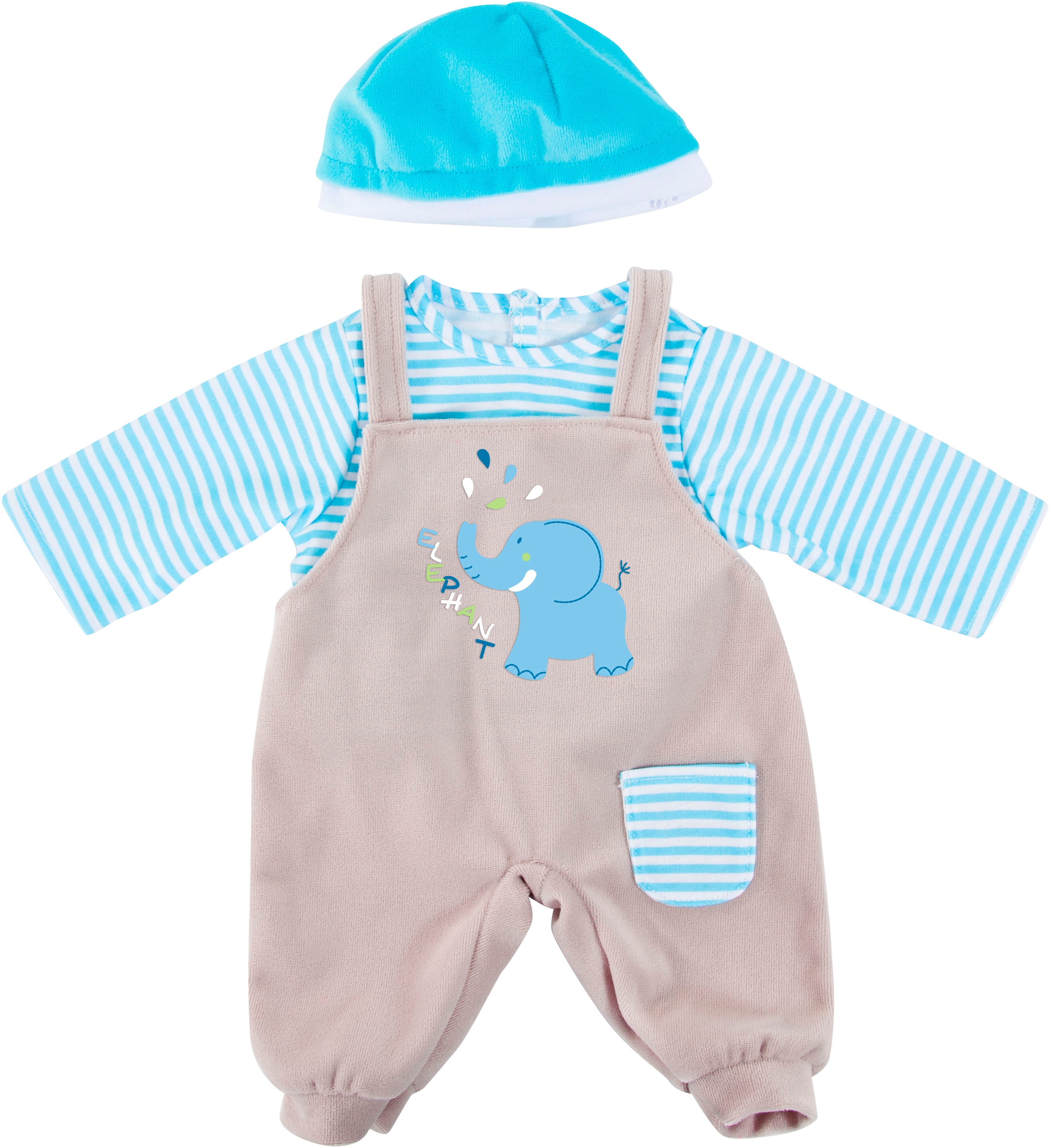 Bayer Puppenkleidung »Latzhose Elefant 46«, (Set, 3 tlg.)