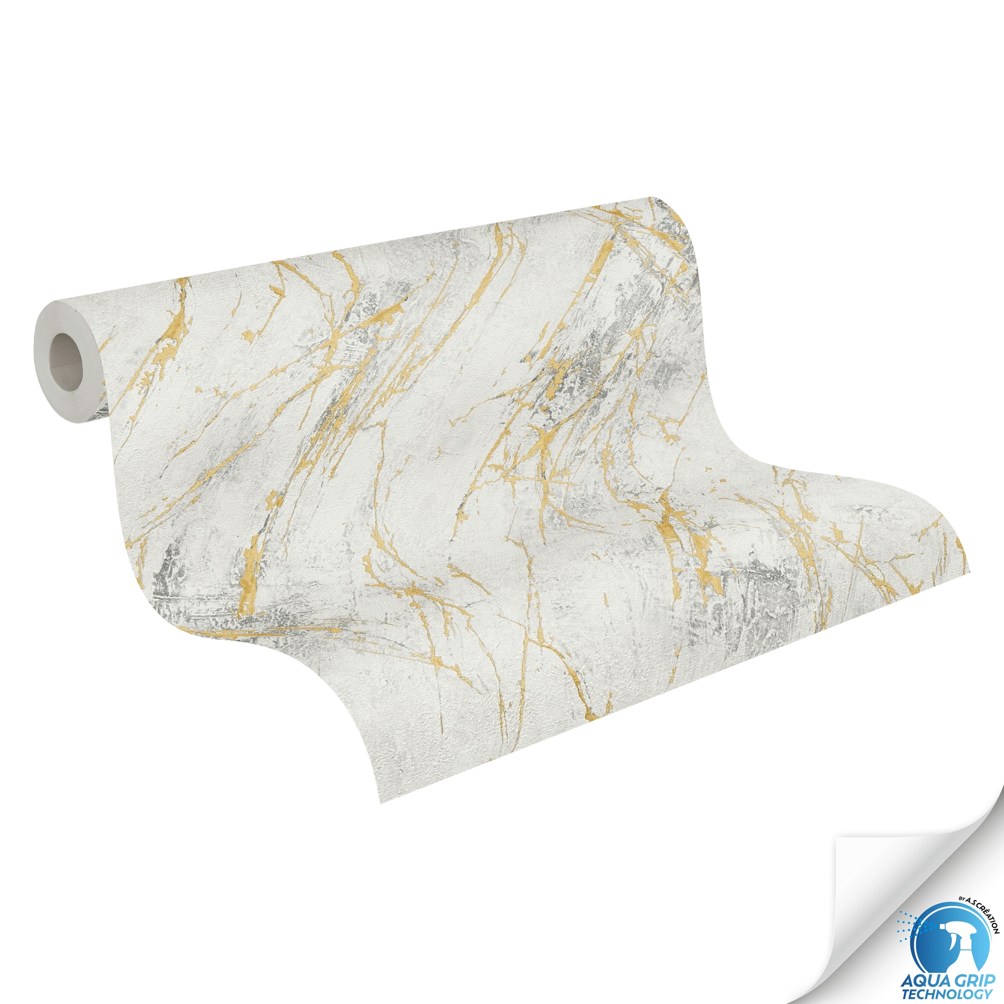 living walls Vliestapete »DesignDrop vorgeleimte Tapete Marmoroptik Weiß Gold Grau«, matt, Vliestapete vorgekleistert 3D-Optik für Schlafzimmer Wohnzimmer Küche