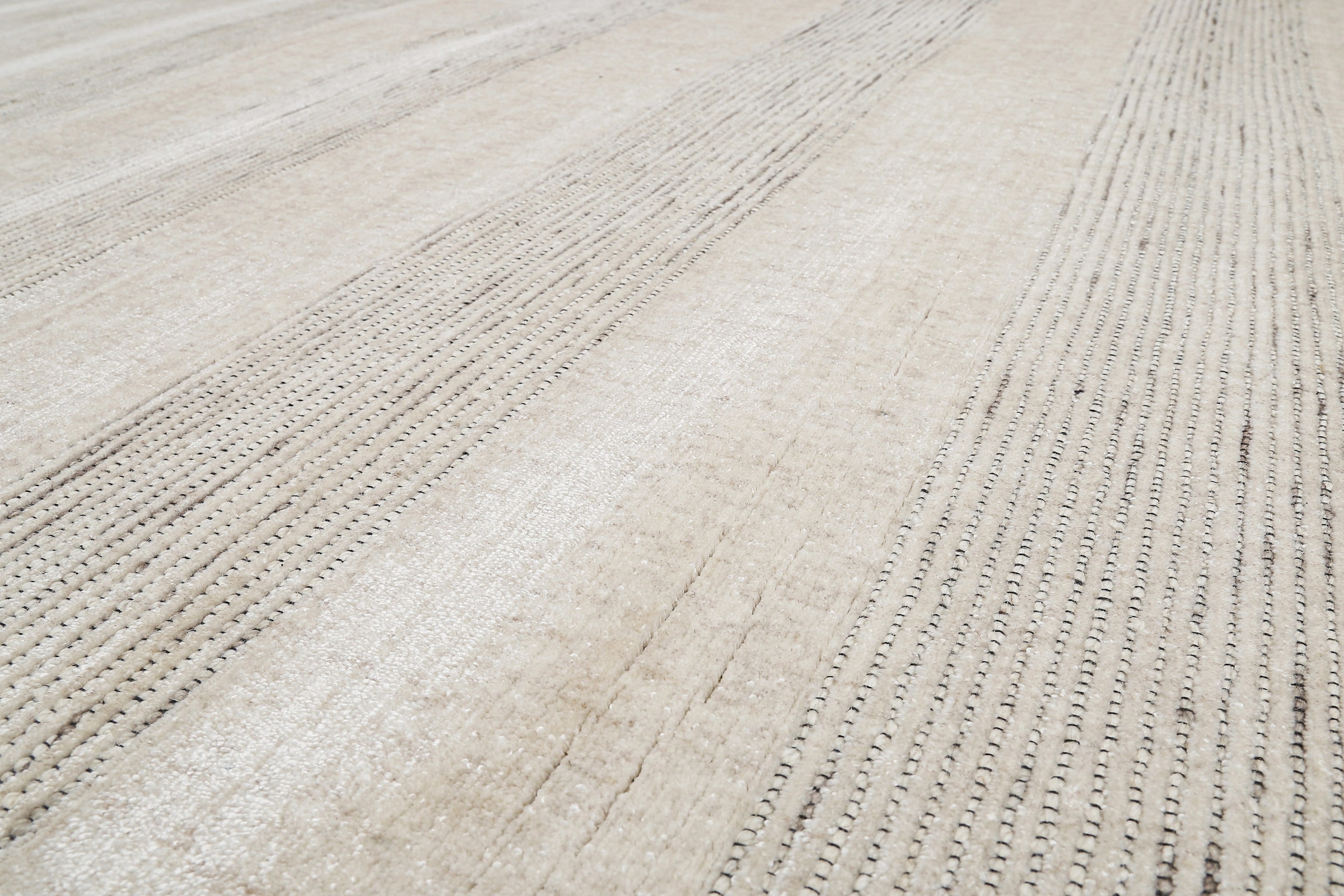 Wecon home Teppich »Seattle« rechteckig 11 mm Höhe Kurzflorteppich, handgewebt, TENCEL & Schurwolle, Streifen, Wohnzimmer