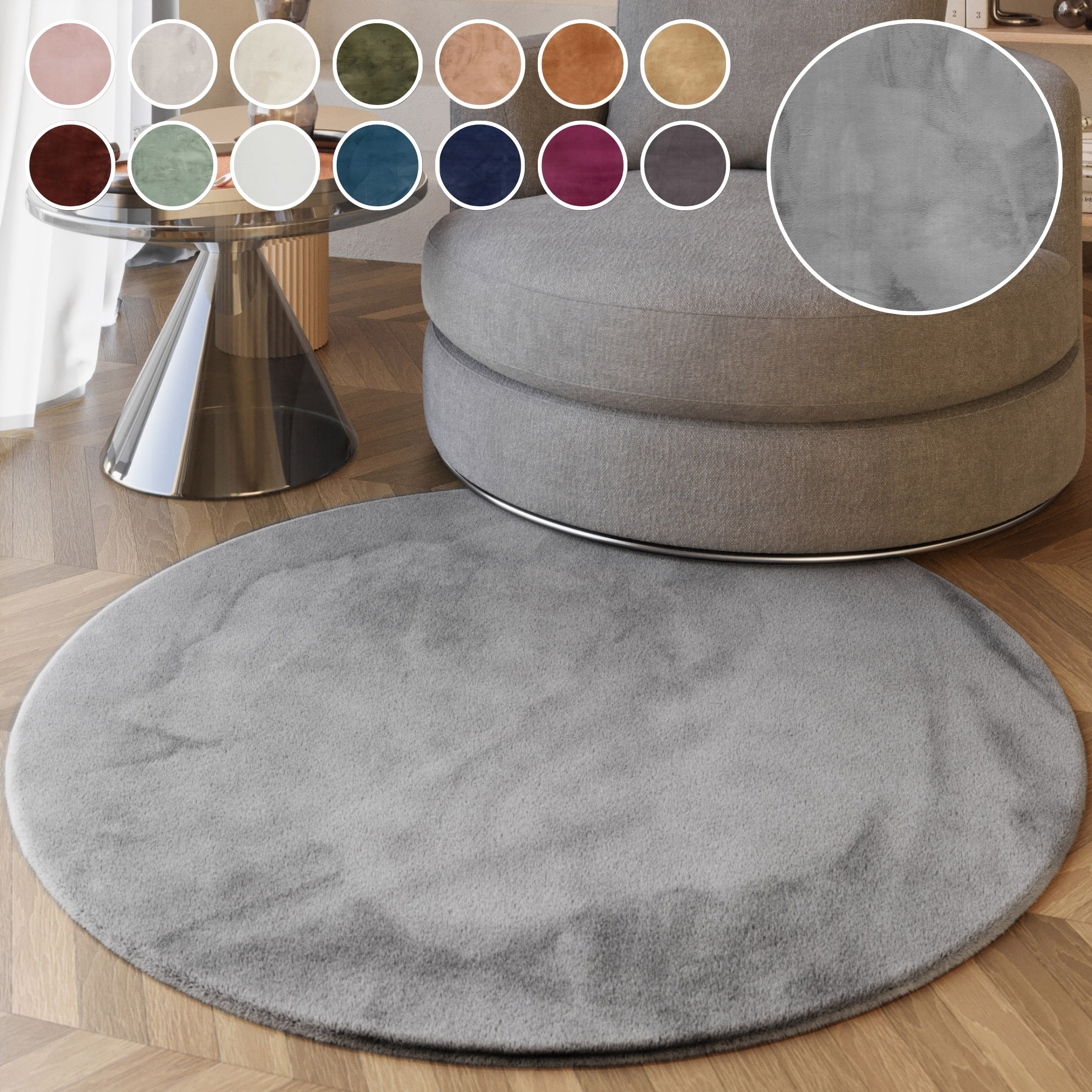 Esprit Hochflor-Teppich »Alice ESP-4377 Kunstfell«, rund, 25 mm Höhe, Kanin günstig online kaufen