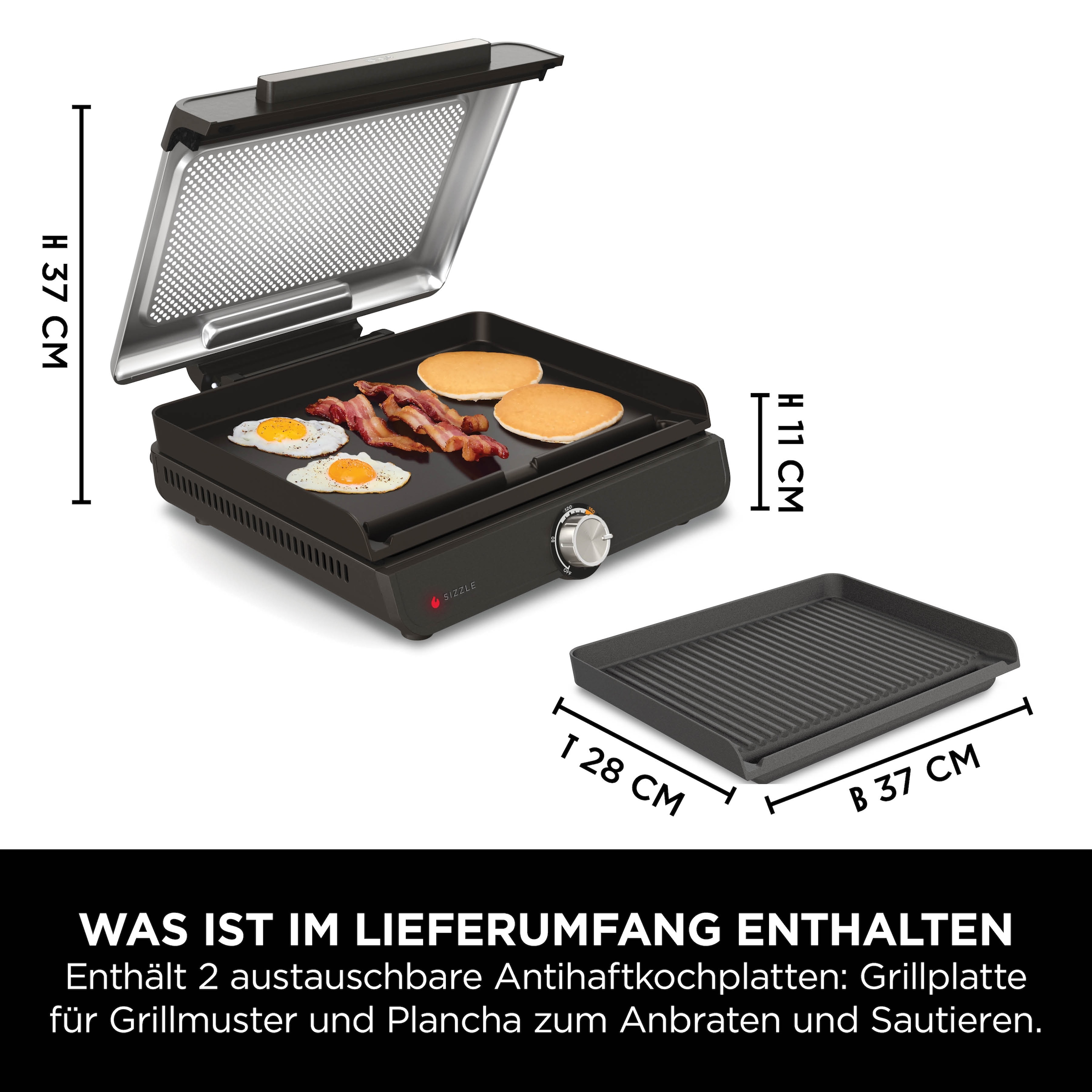 NINJA Elektrogrill »Sizzle Grillplatte und Plancha GR101EU«, 1450 W, Teppanyakigrill