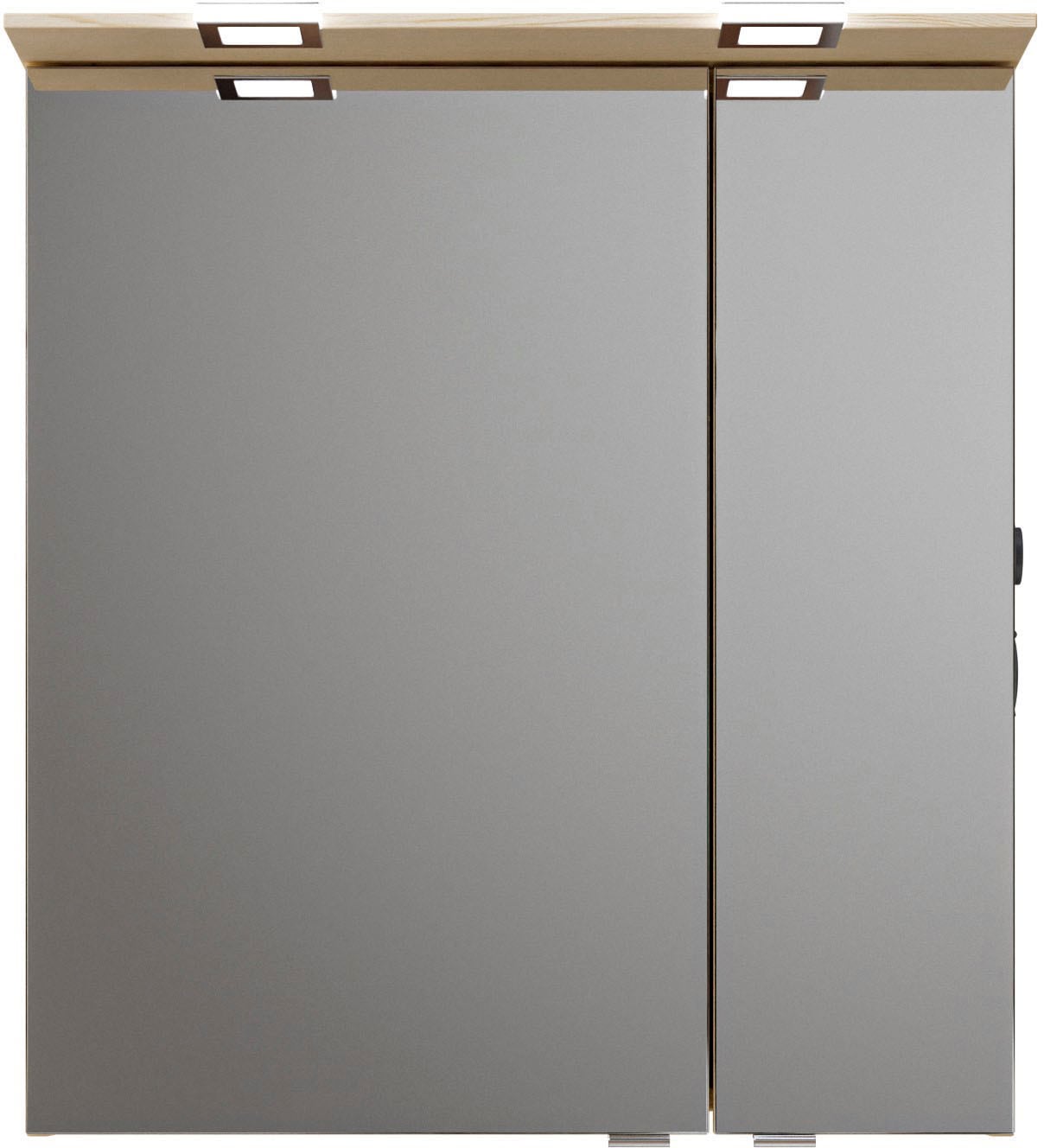 Saphir Badmöbel-Set »Serie 6025 2-teilig Mineralmarmor-Waschtisch mit LED-Spiegelschrank«, (2 St.), Waschplatz 67 cm breit, 2 Schubladen, 2 Spiegel-Türen, inkl Türdämpfer