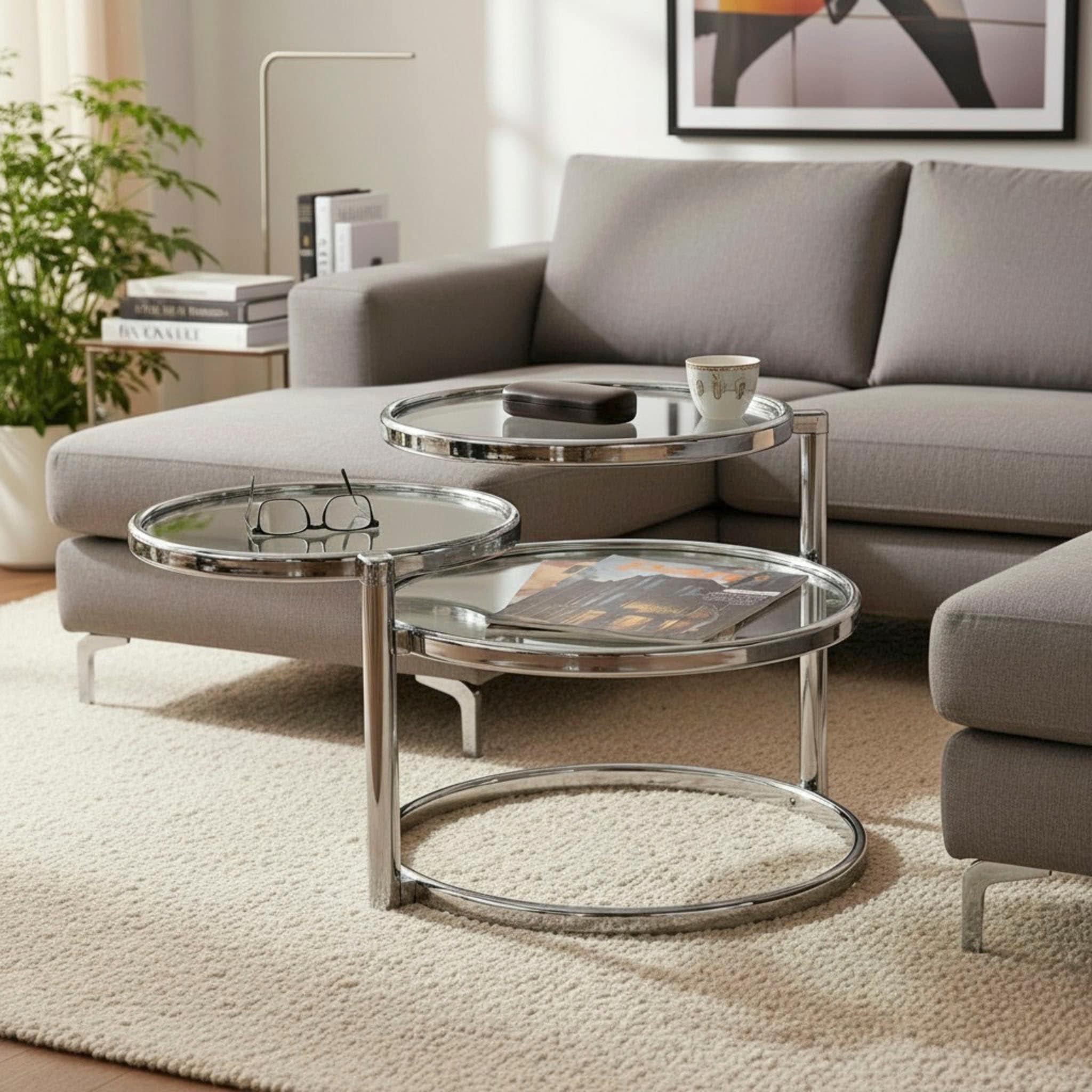 HAKU Couchtisch »Sofatisch, Wohnzimmertisch« 1 Stk. tlg. rund - aus Metall Silber - Ø/H / cm