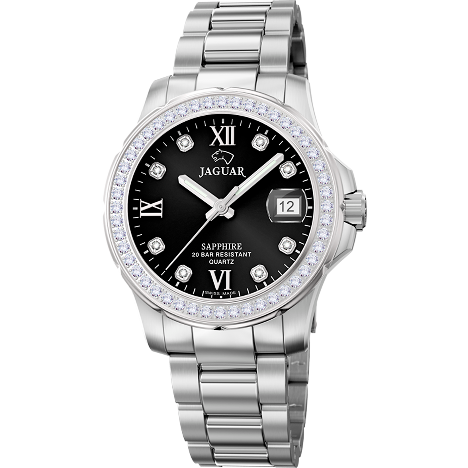Jaguar Quarzuhr »Executive« Armbanduhr, Damenuhr, Swiss Made, Edelstahlarmband, analog, Tag