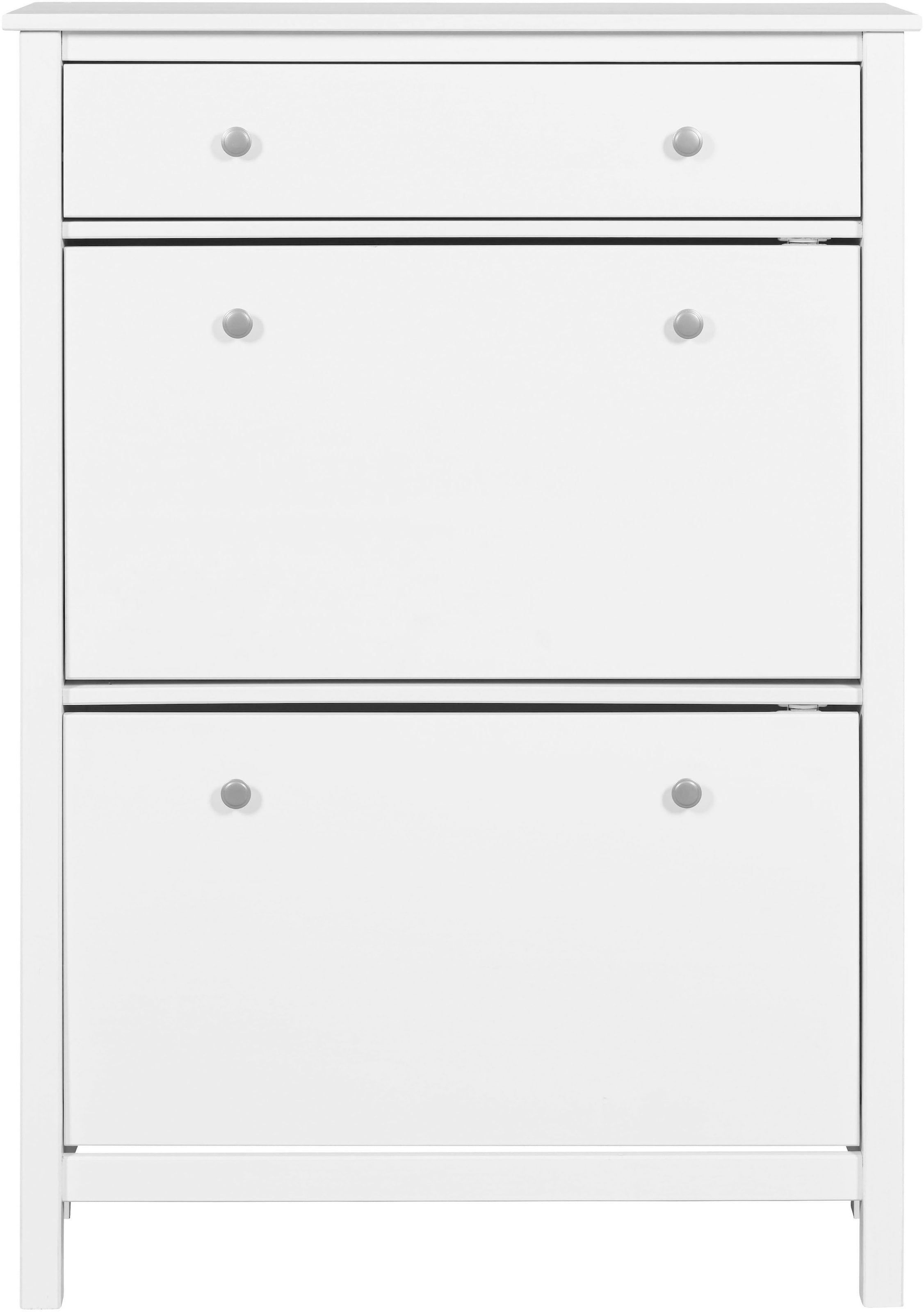 Inter Link Schuhkommode »Pinora, Kiefer Massivholz, Weiss, 90 x 30 x 127 cm, 16 paar Schuhe« 1 Stk. tlg. Schuhkipper im modernem Skandi Look, 2 Klappen, 1 Schublade
