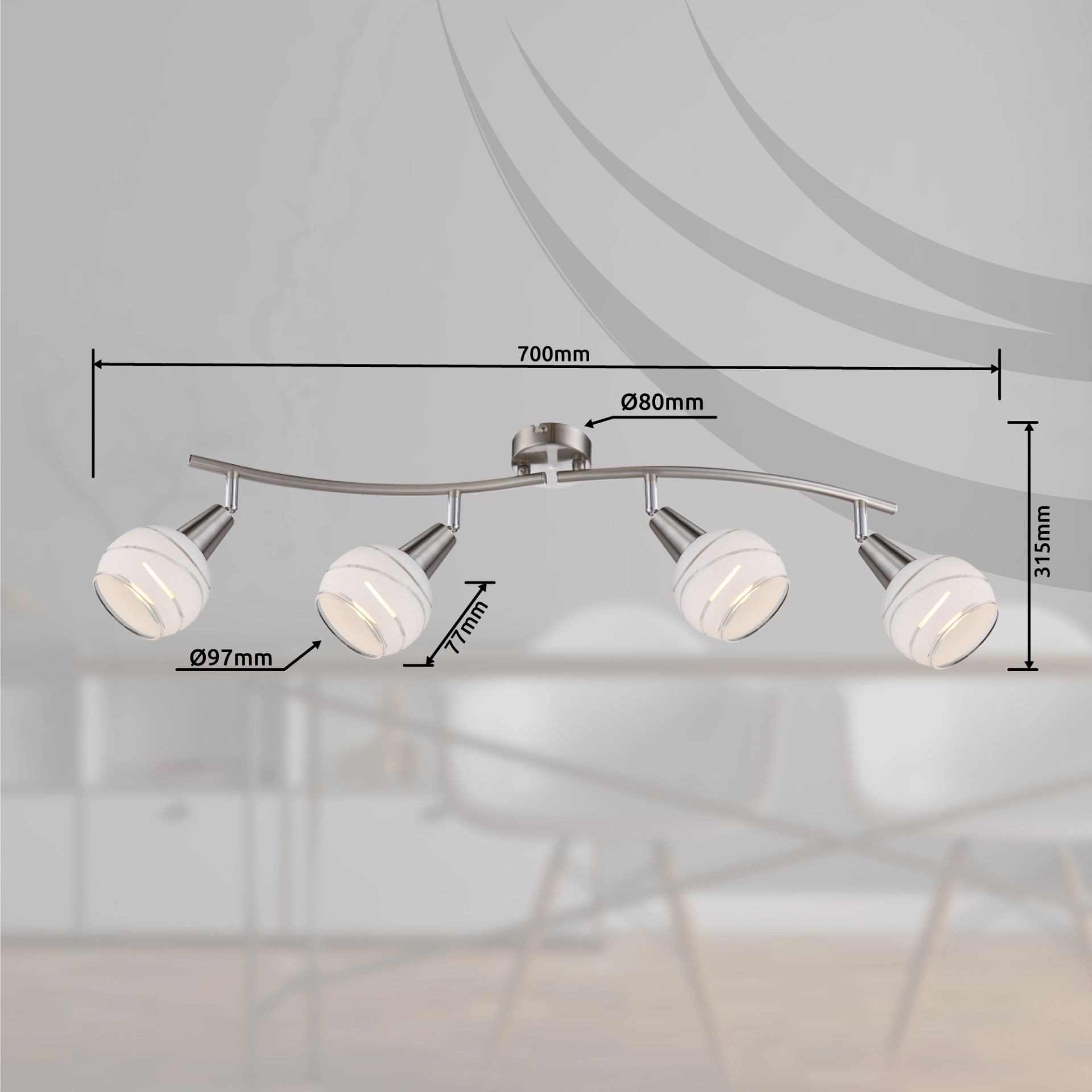 GLOBO LIGHTING Deckenleuchte »ELLIOTT«, Leuchtmittel E14 | LED wechselbar, 320lm Output