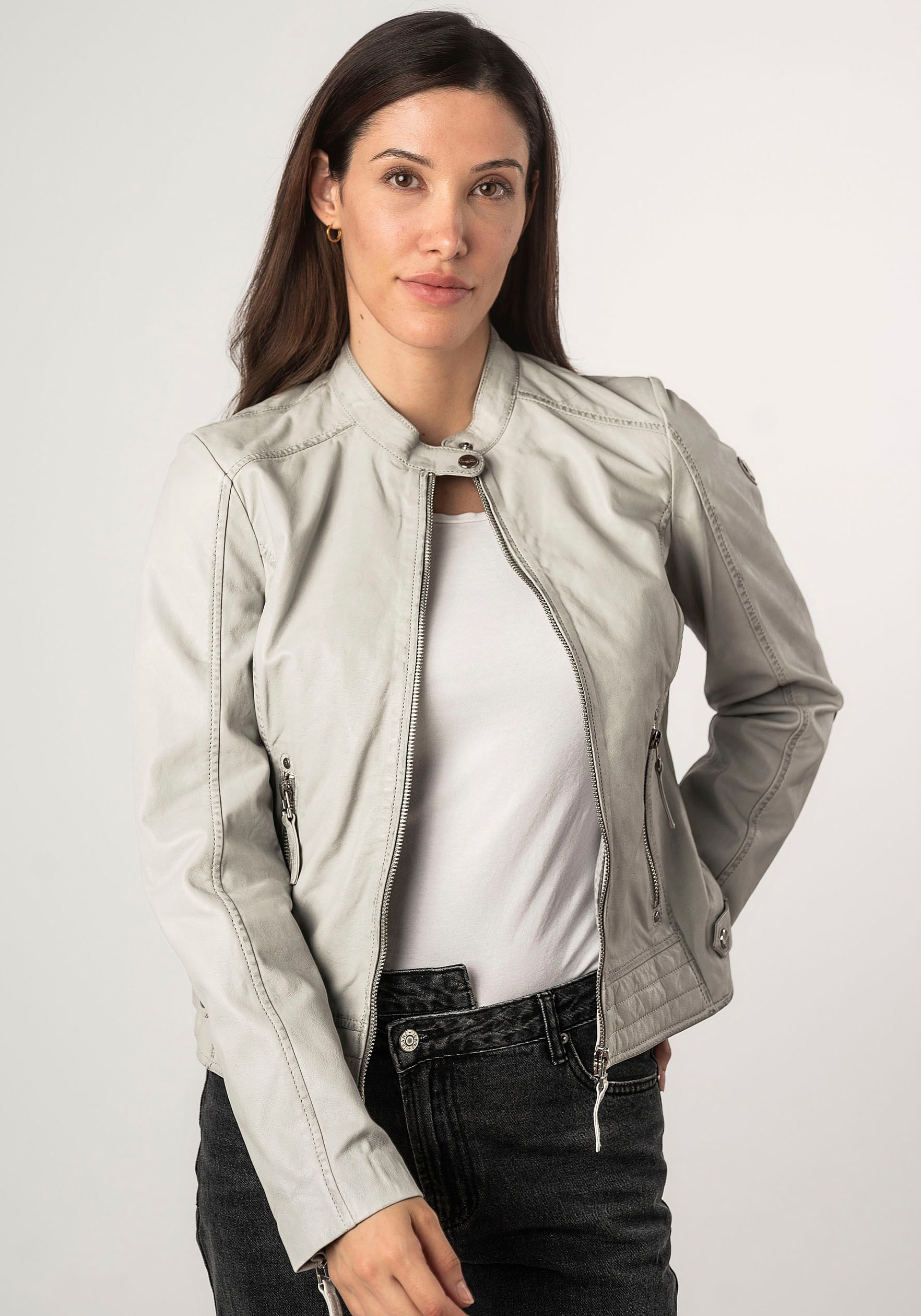 Mauritius Lederjacke »MWFilla«, mit kleinem Stehkragen