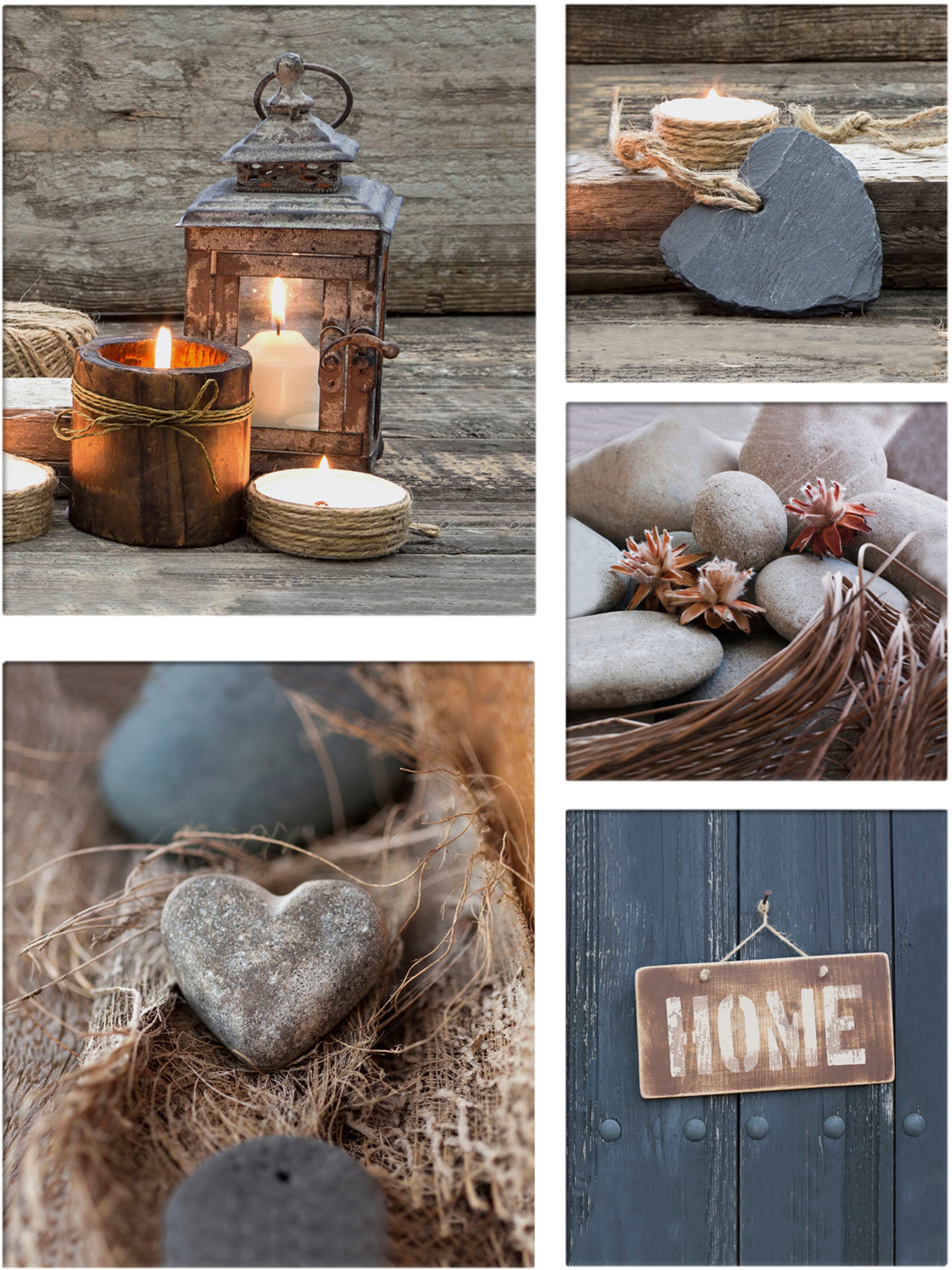 Art for the home Leinwandbild »Home« Natur | Zen 5 Stk. tlg. Zuhause SET 5-teilig   80x60 cm