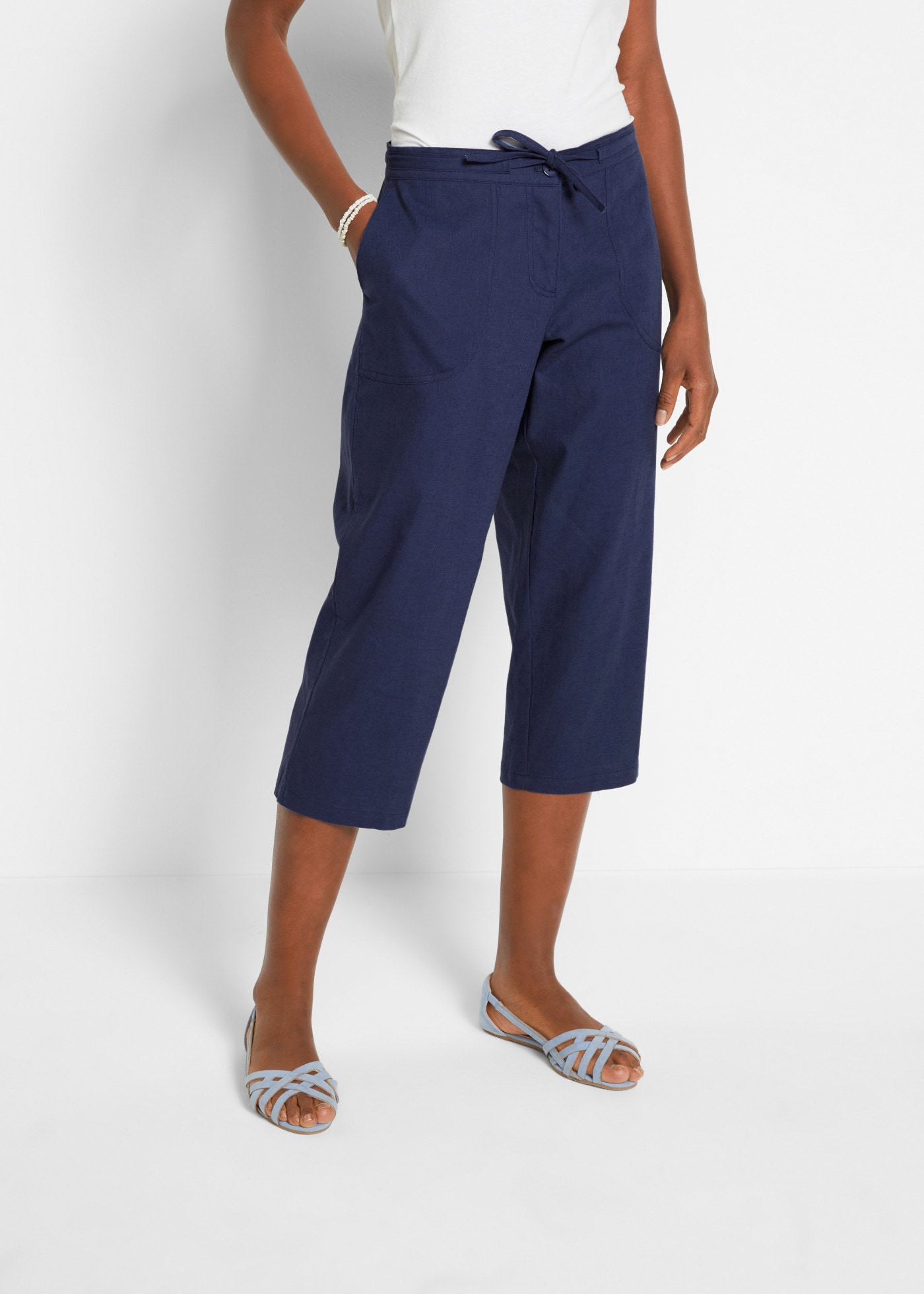 bonprix 3/4-Hose  aus Leinen und Baumwolle, weite 3/4-Passform