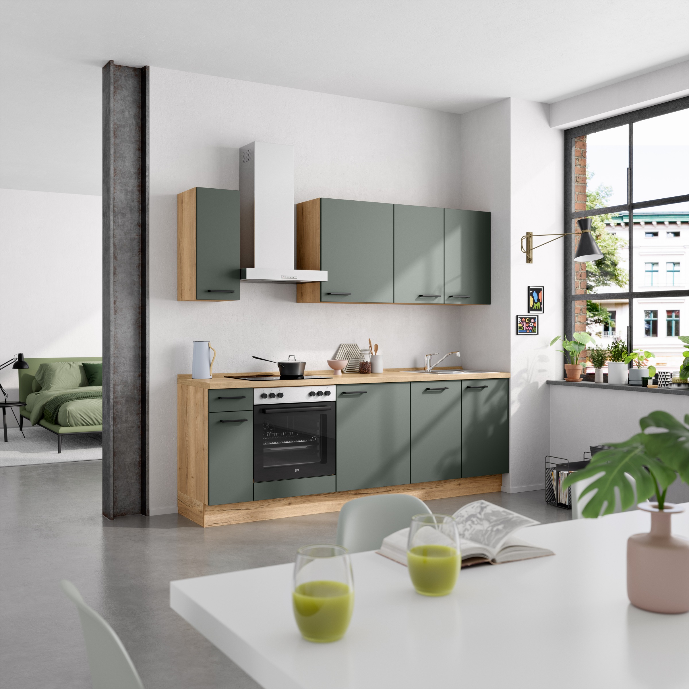 nobilia® Küchenzeile »"Easytouch I"«, vormontiert, Ausrichtung wählbar, Breite 240 cm, wahlw. mit E-Geräten