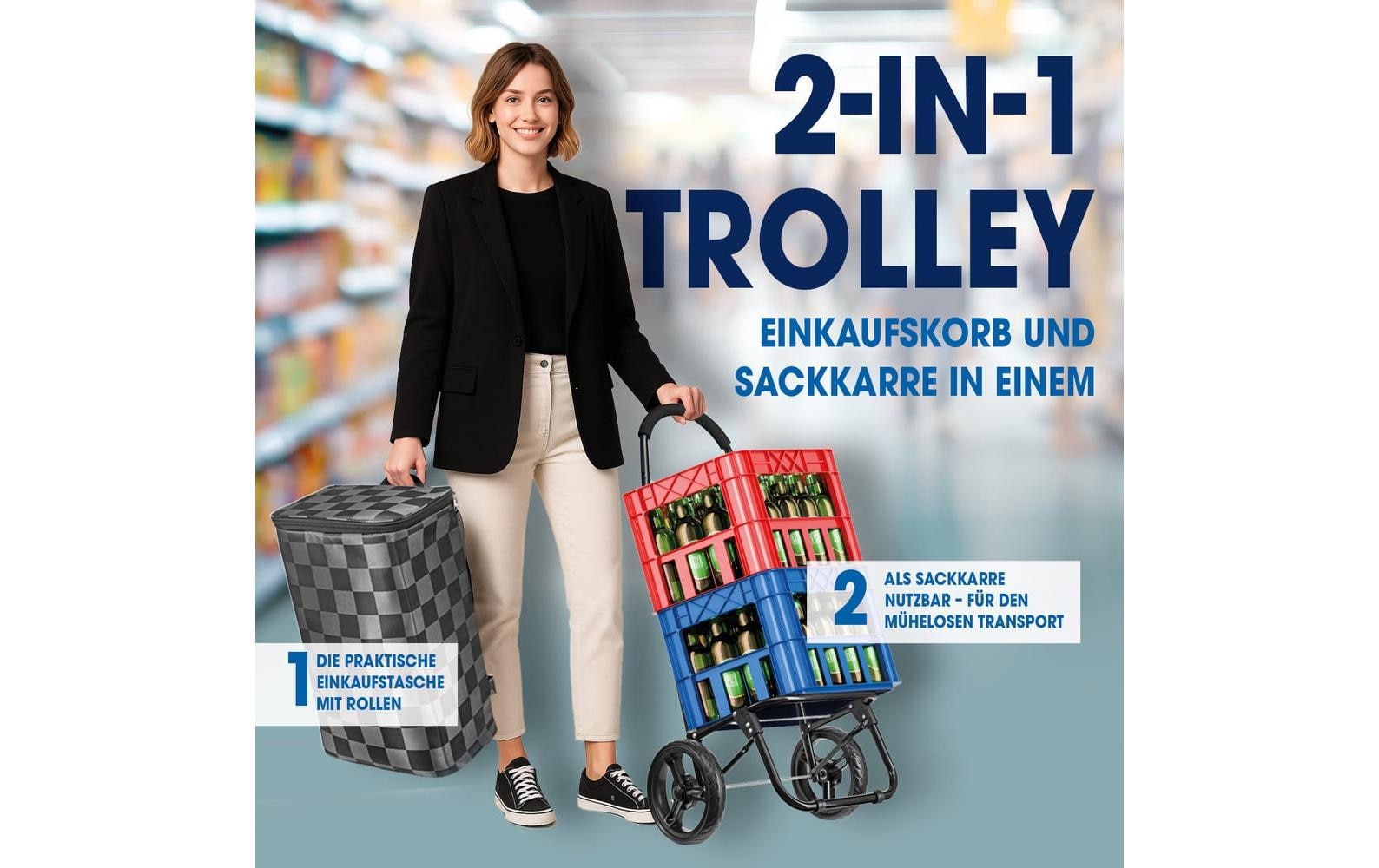 EASYmaxx Einkaufstrolley »52 l« Faltbarer Einkaufstrolley mit Kühltasche