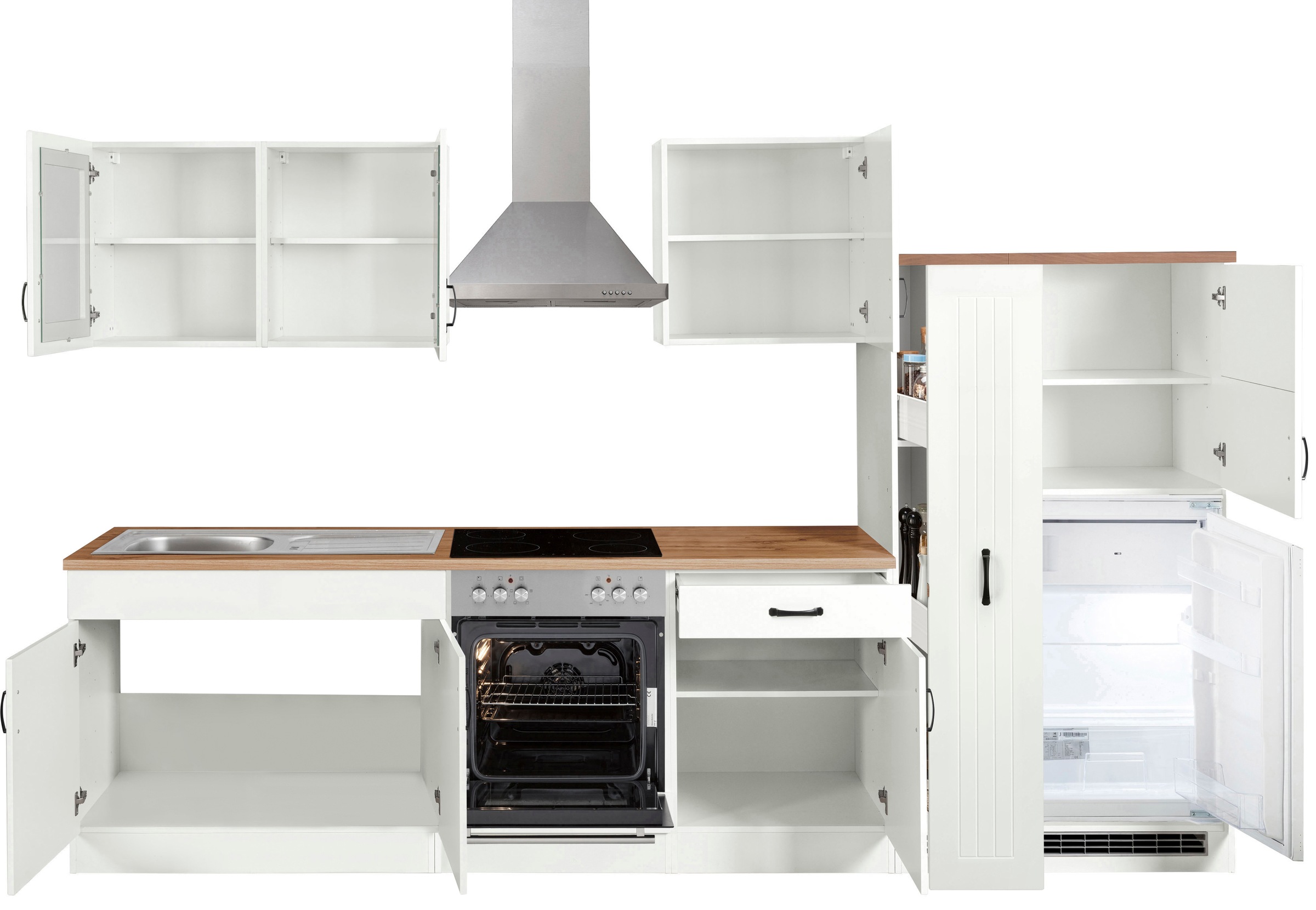 KOCHSTATION Küchenzeile »KS-Athen«, mit E-Geräten, Breite 300 cm