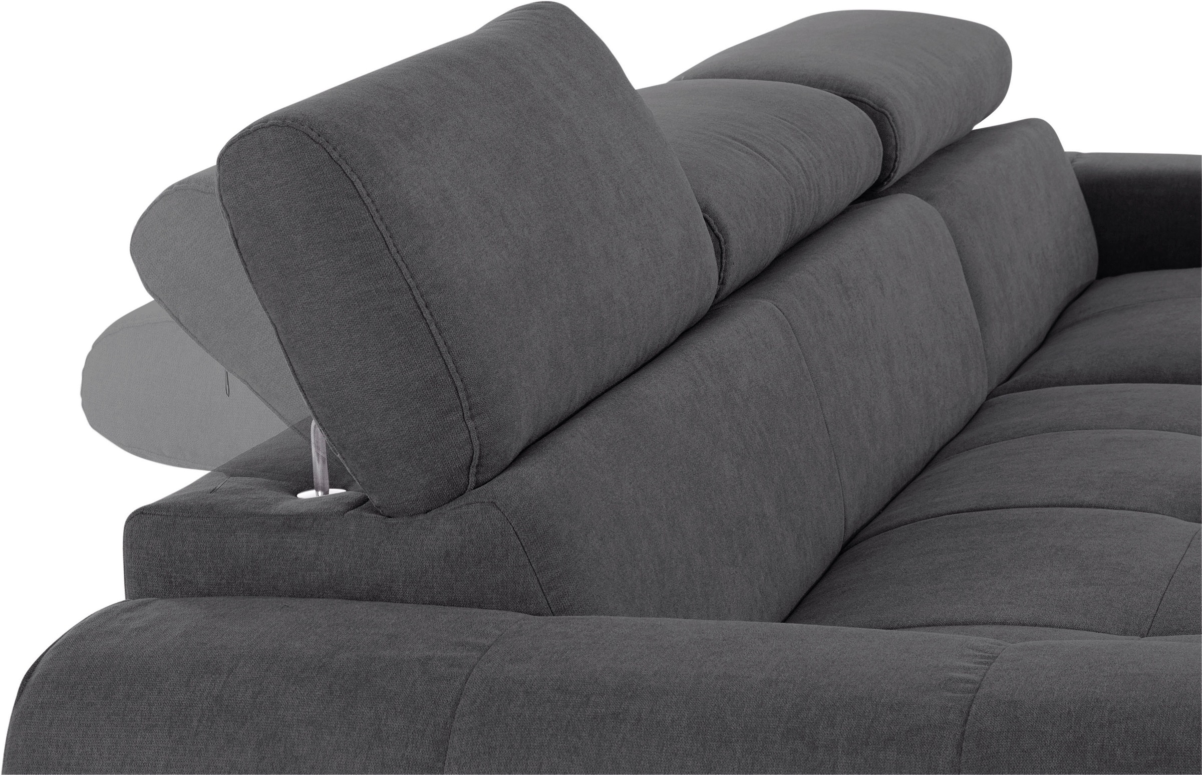 COTTA Ecksofa »Mia L-Form mit 3 Zierkissen«, wahlweise mit Bettfunktion, Bettkasten, Beleuchtung & Wireless-Charger