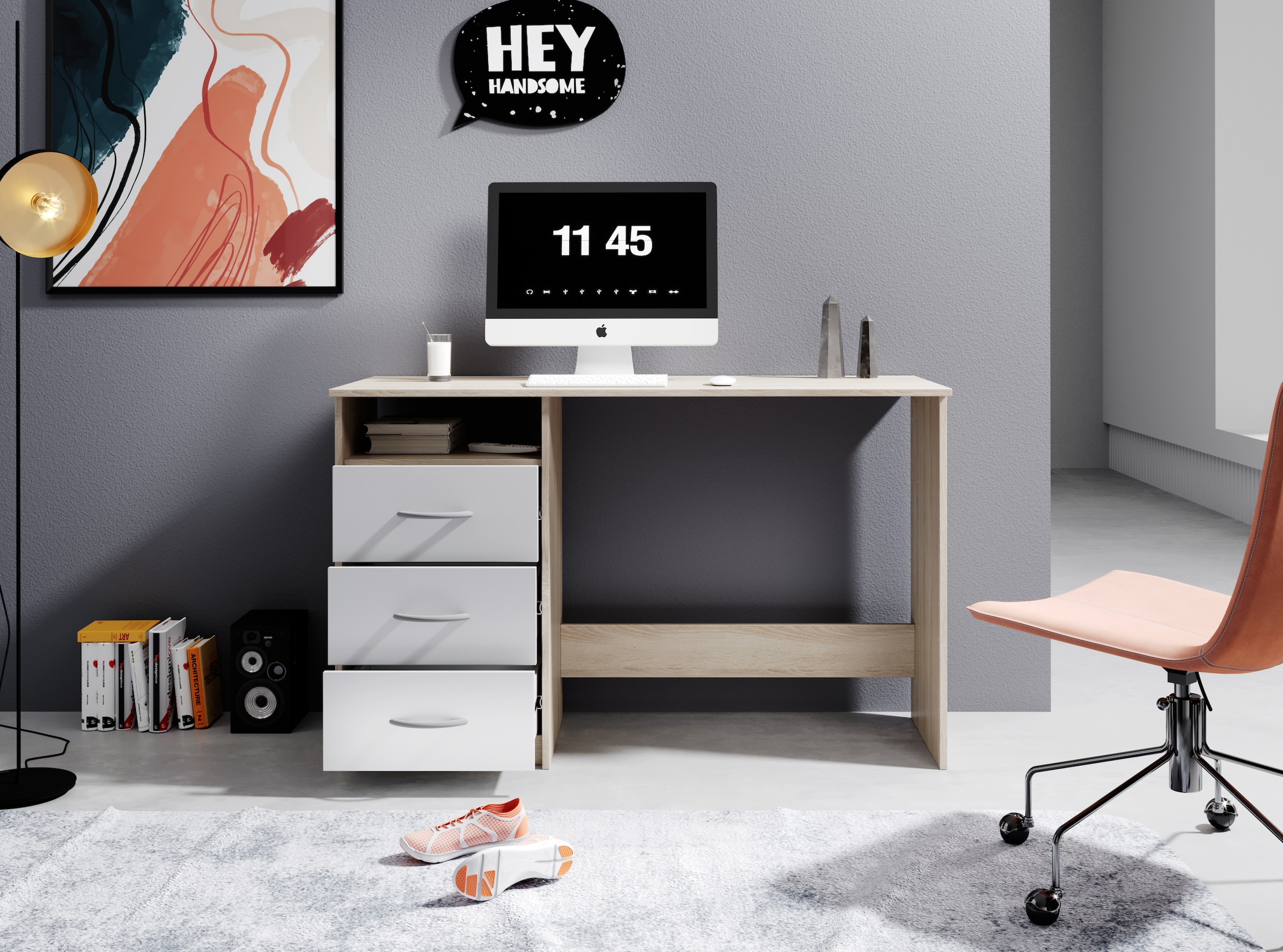 BEGA OFFICE Schreibtisch »Adria, Computertisch,«, Schubkästen rechts oder links montierbar, Breite 123 cm