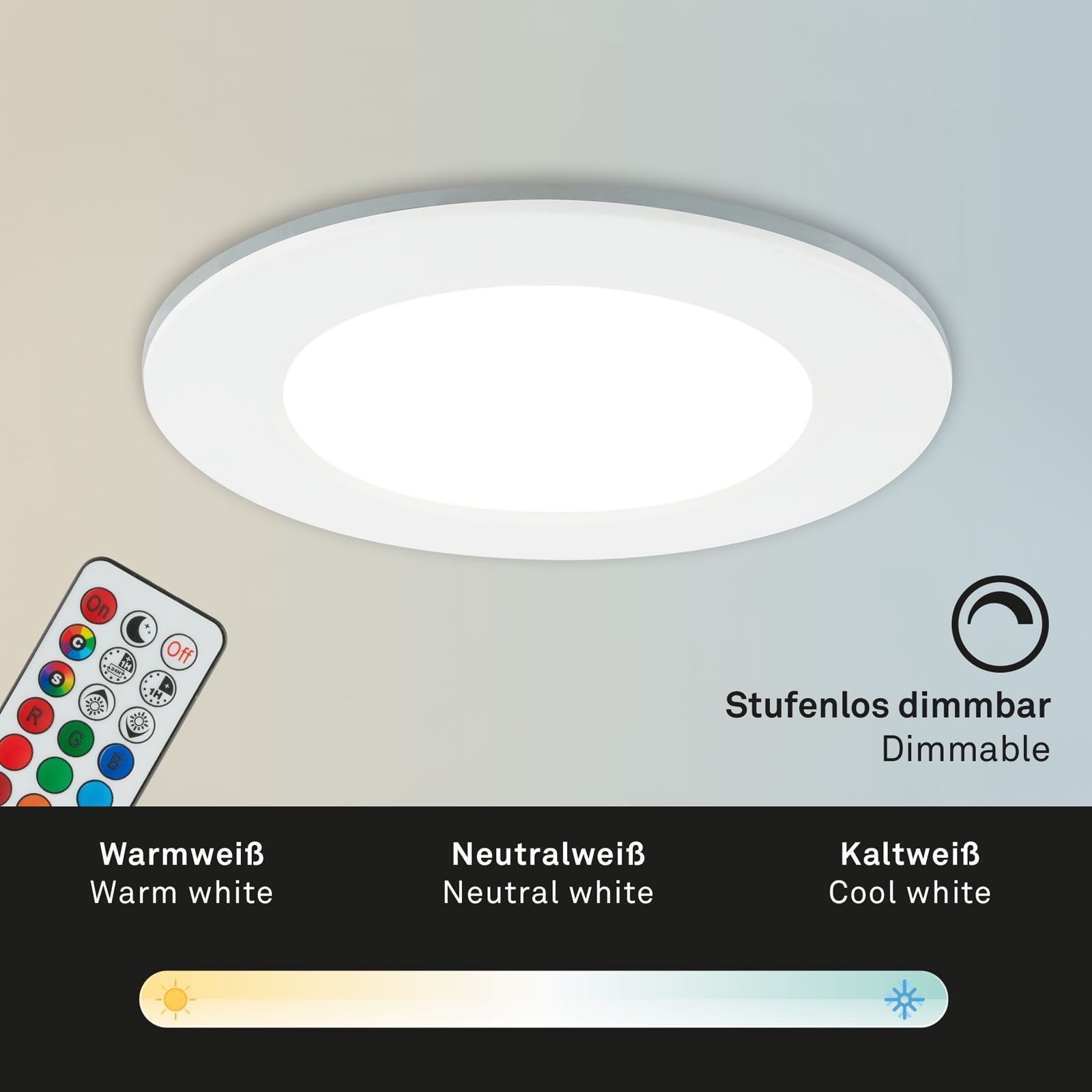 Briloner Leuchten LED Einbauleuchte »3er Set LED Einbauleuchten RGB-CCT, weiß«, 3er Set LED Einbauleuchten, RGB CCT, Einbaustrahler Bad, Bad IP65