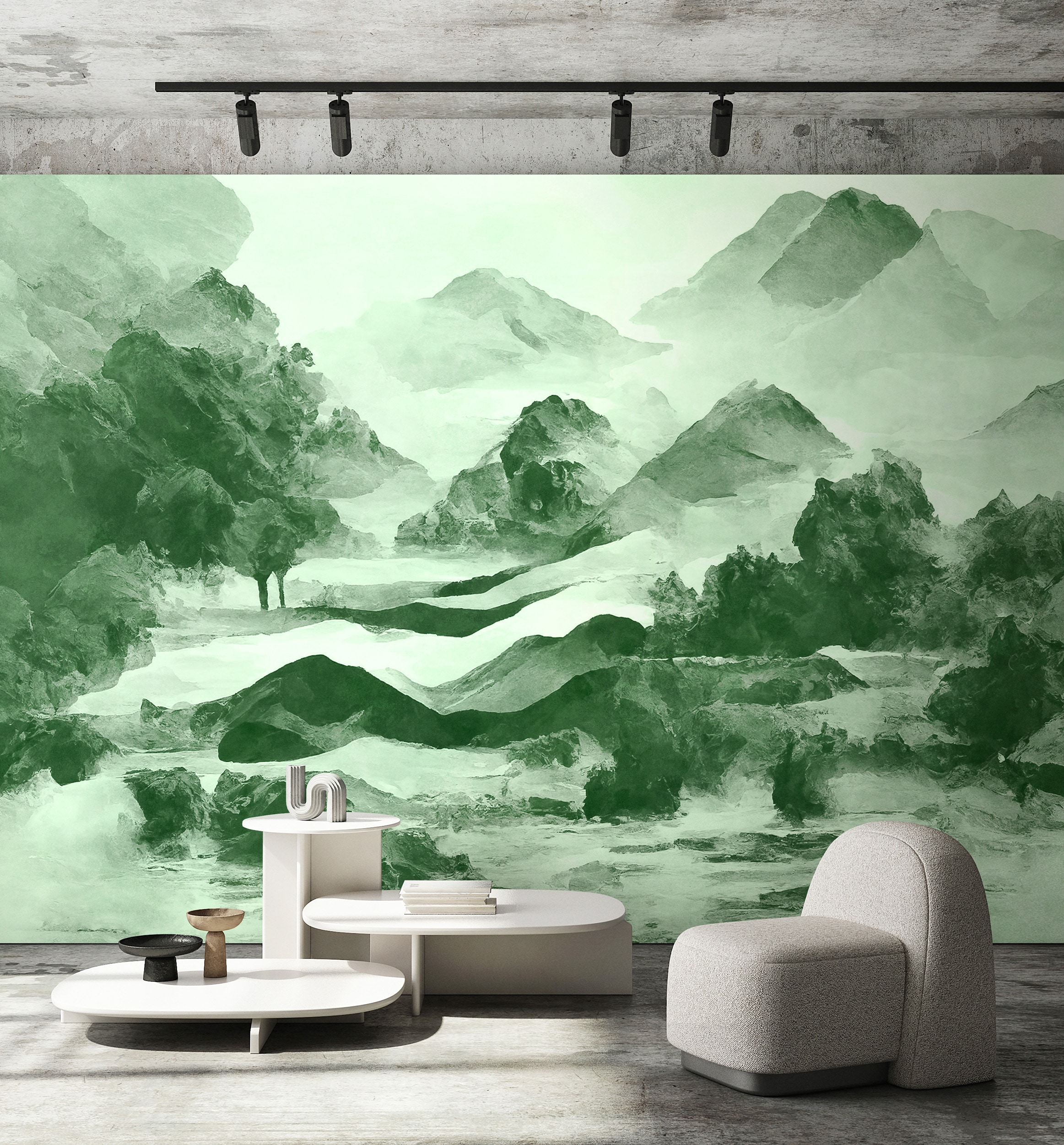 living walls Vliestapete »Berglandschaft-Tapete Asiatischer Stil Vliestapete« matt glatt