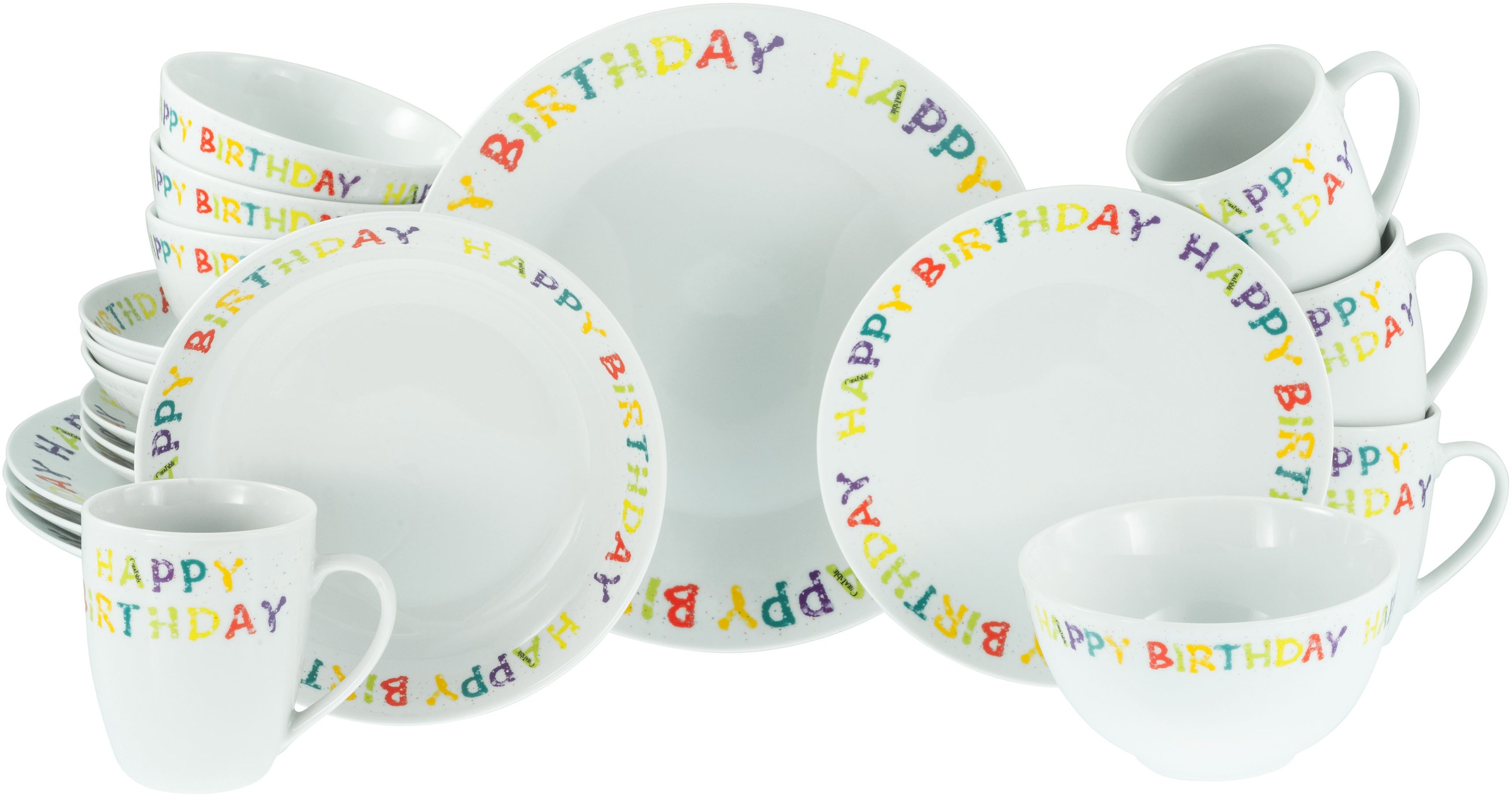 CreaTable Kombiservice »Happy Birthday, Kombi-Service 20-tlg.«, (Set, 20 tl günstig online kaufen