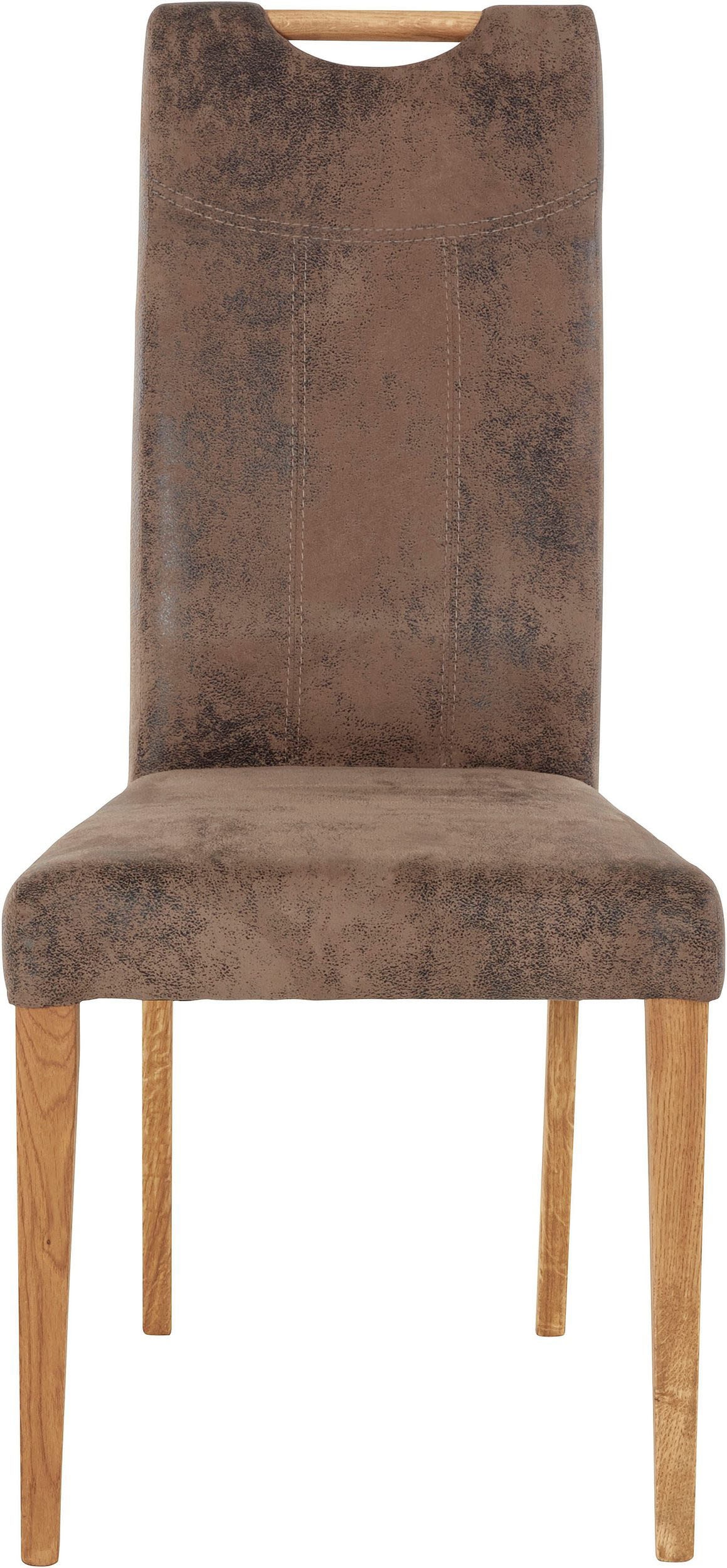 Home affaire Esszimmerstuhl »Roberta Polsterstuhl, Gestell Eiche massiv«, (Set), 2 St., Luxus-Microfaser Vintageoptik, Bezug aus strapazierfähiger Microfaser
