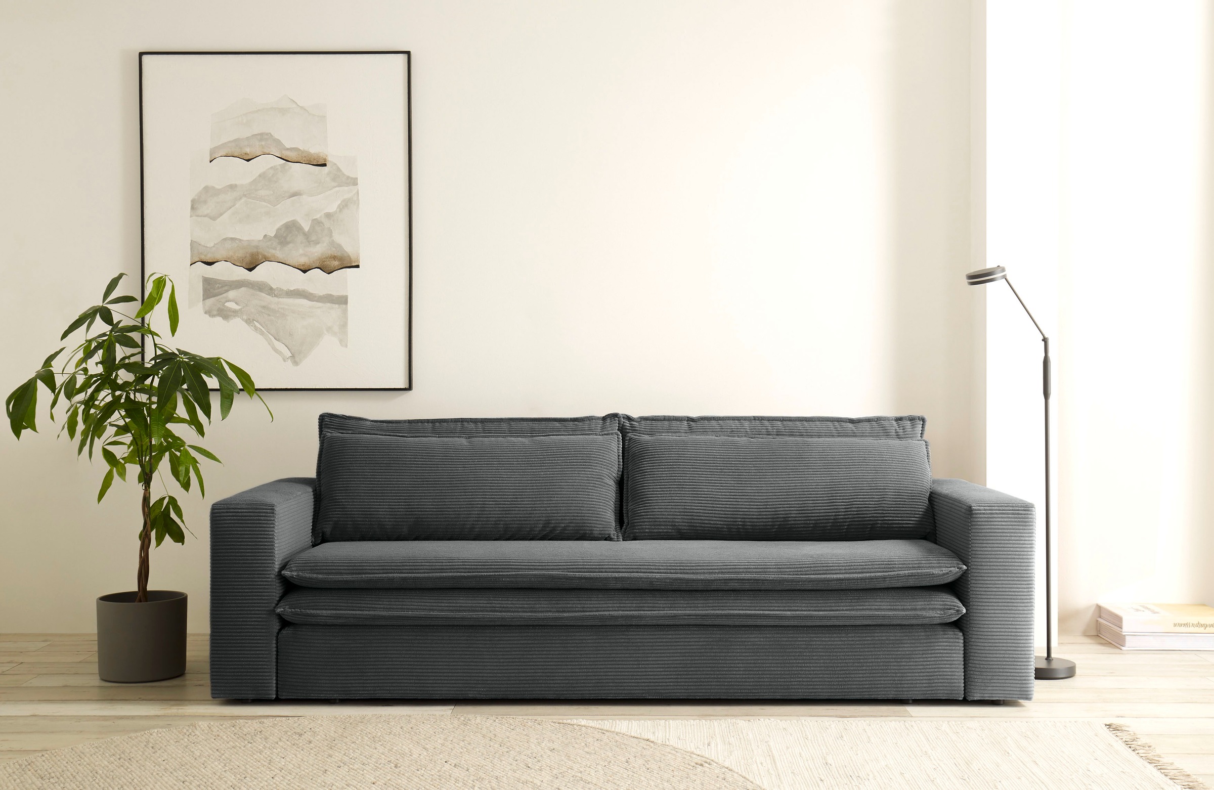 Places of Style 3-Sitzer »PIAGGE«, Cord-Bezug - mit Bettfunktion und Bettka günstig online kaufen