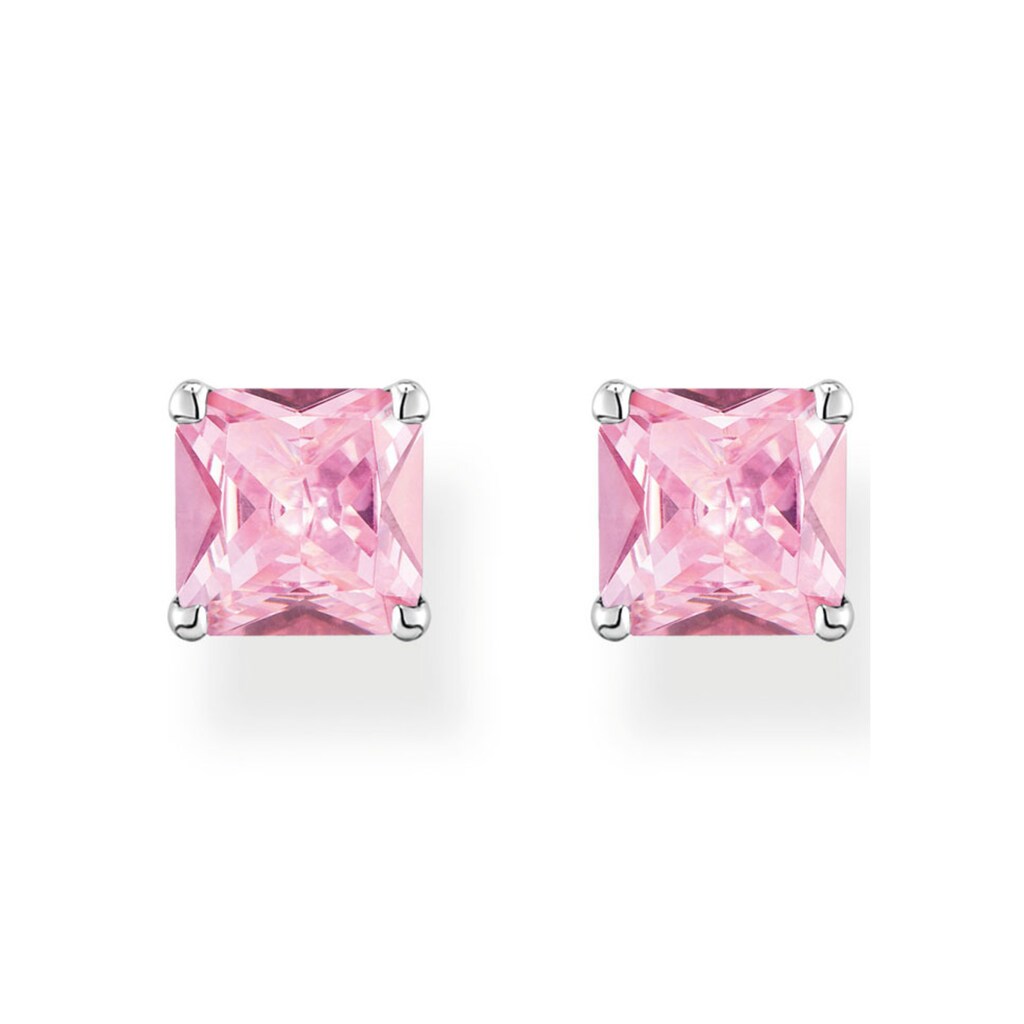 Thomas Sabo Orecchini In Argento Sterling 925 Con Pietre Sintetiche Color Acquamarina - Altezza 6 Mm - Quadrato Princess, Senza Nichel