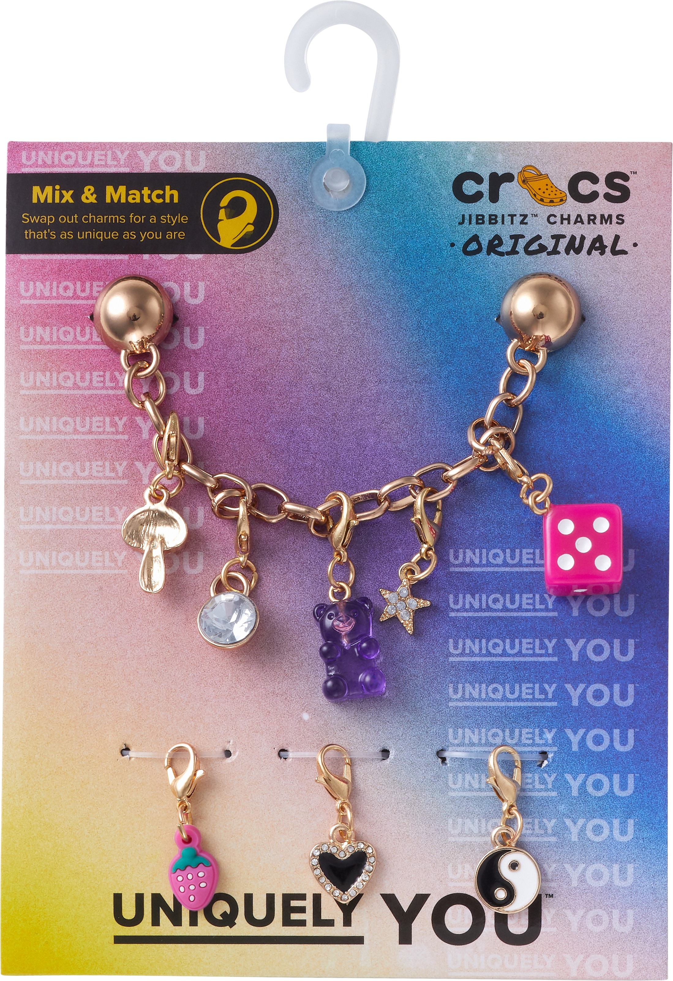 Crocs Schuhanstecker »Jibbitz™ "Custom Charm Chain"« Set, Kein Spielzeug. Nicht für Kinder unter 3 Jahren geeignet, 5 Stk. , Schuh-Dekoration mit Charm-Kette und Anhängern