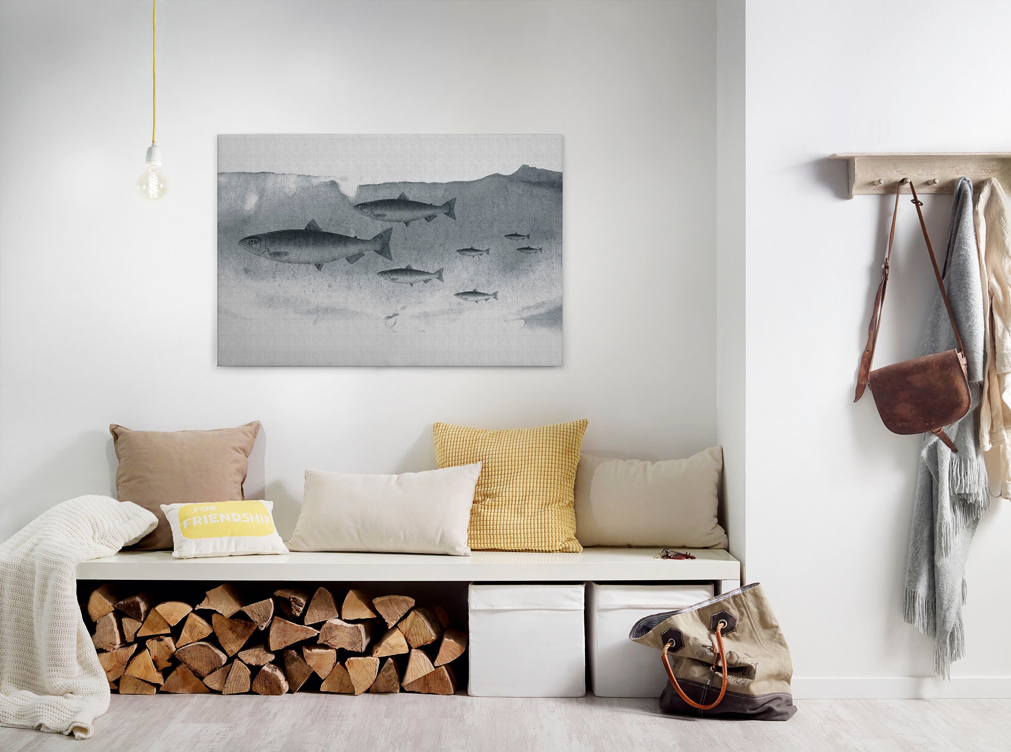 Bricoflor Scandi Wandbild Mit Fischen Leinwand Bild Mit Unterwasserwelt In günstig online kaufen