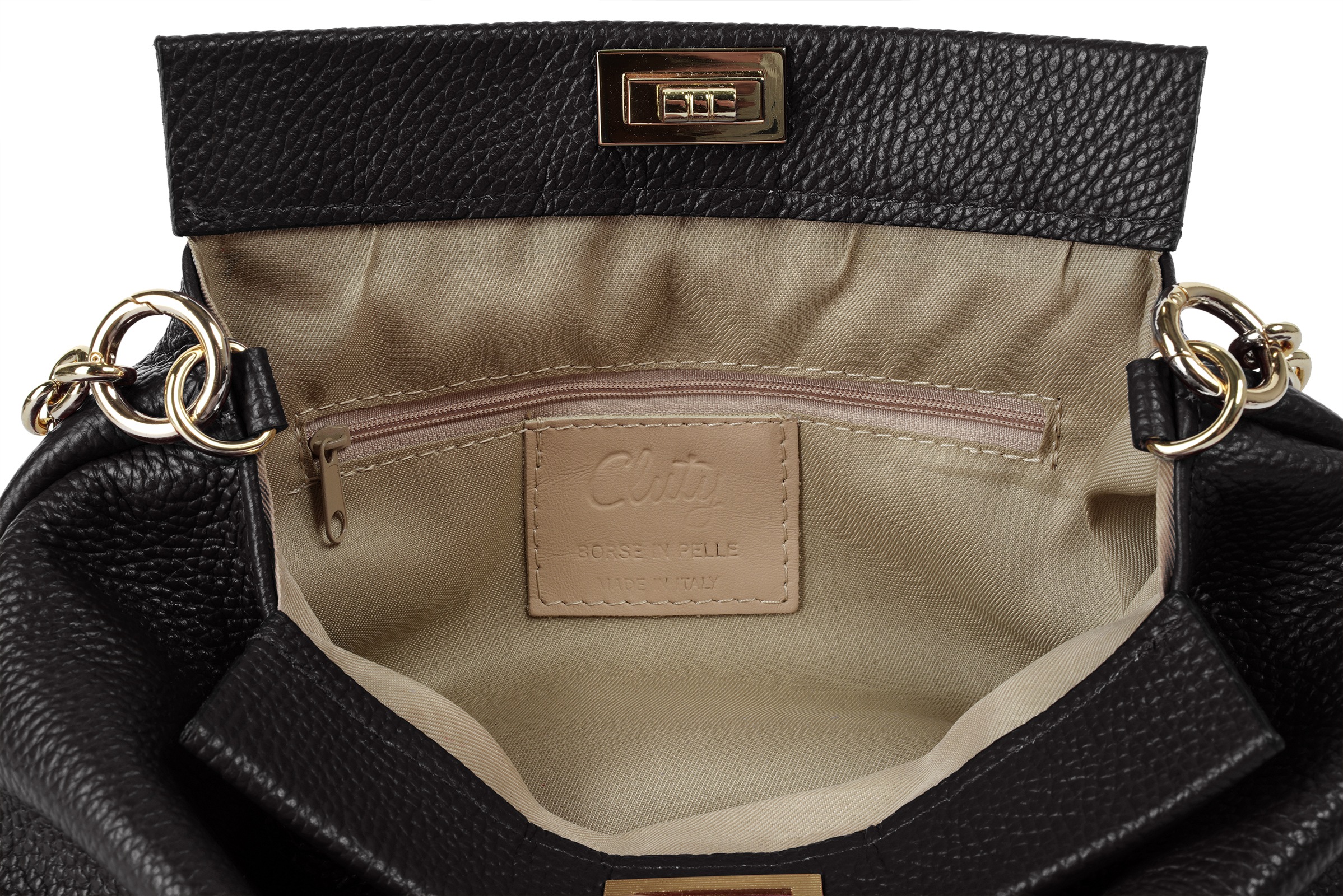 Cluty Umhängetasche, echt Leder, Made in Italy