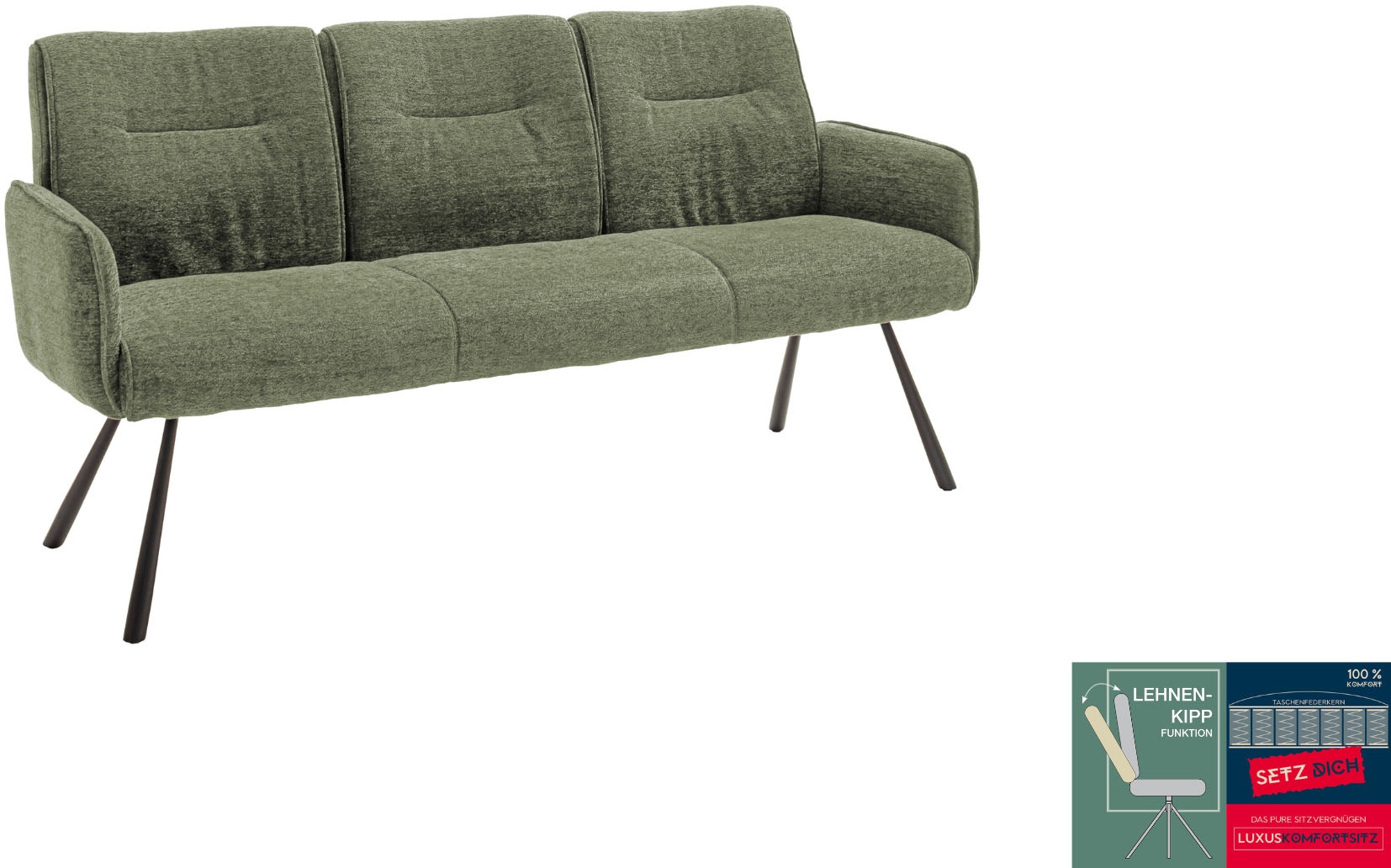 MCA furniture Sitzbank »Delane« 1 Stk. tlg. Taschenfederkern, Lehnenkippfunktion, Armlehnen, beweglicher Rücken