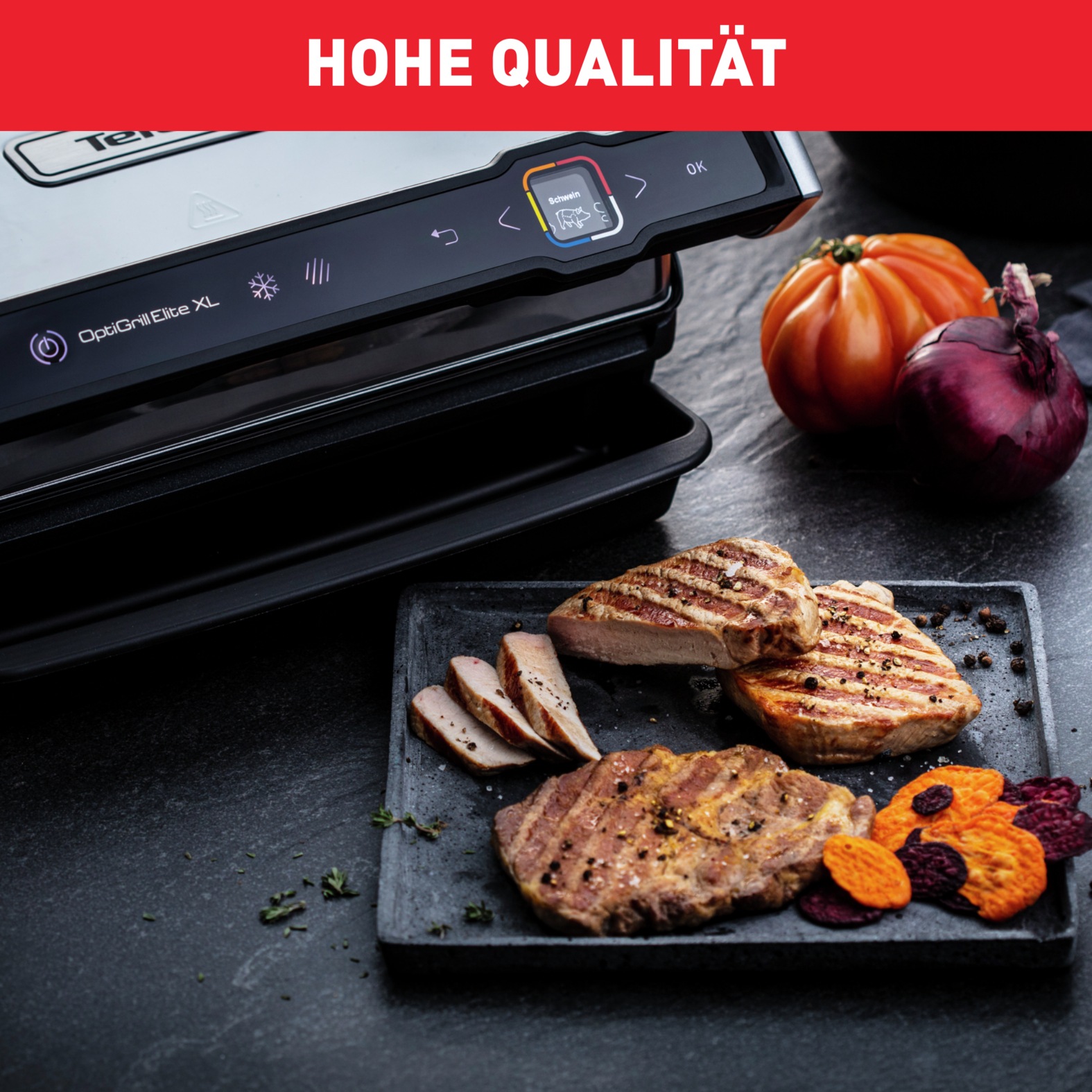 Tefal Kontaktgrill »OptiGrill Elite XL, spülmaschinengeeignete Platten«, 2200 W, Countdown zum Grillergebnis, Grillboost für Grillstreifen, GC760D