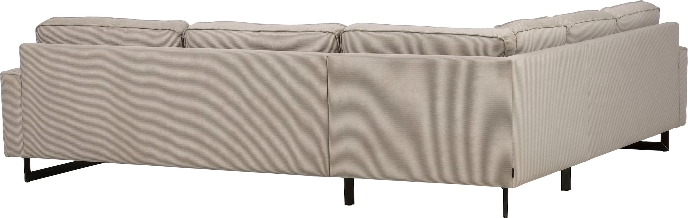 Places of Style Ecksofa »Pinto, XXL, 250/290 cm, langer Schenkel, Ottomane«, Cord, Chenille, Lederoptik, mit Keder, Metallfüße, Wellenunterfederung