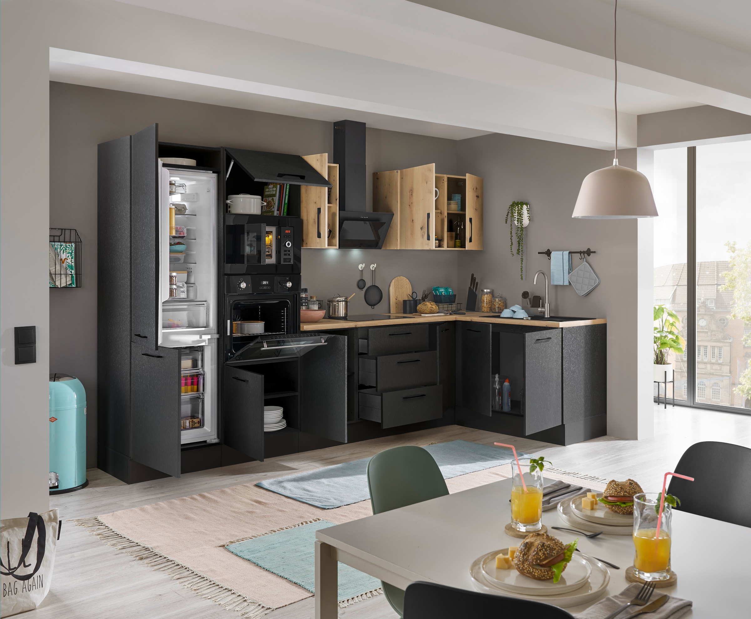 BASIC by Balculina Winkelküche »Turin«, Stellbreite 330x175 cm, wahlweise mit E-Geräten