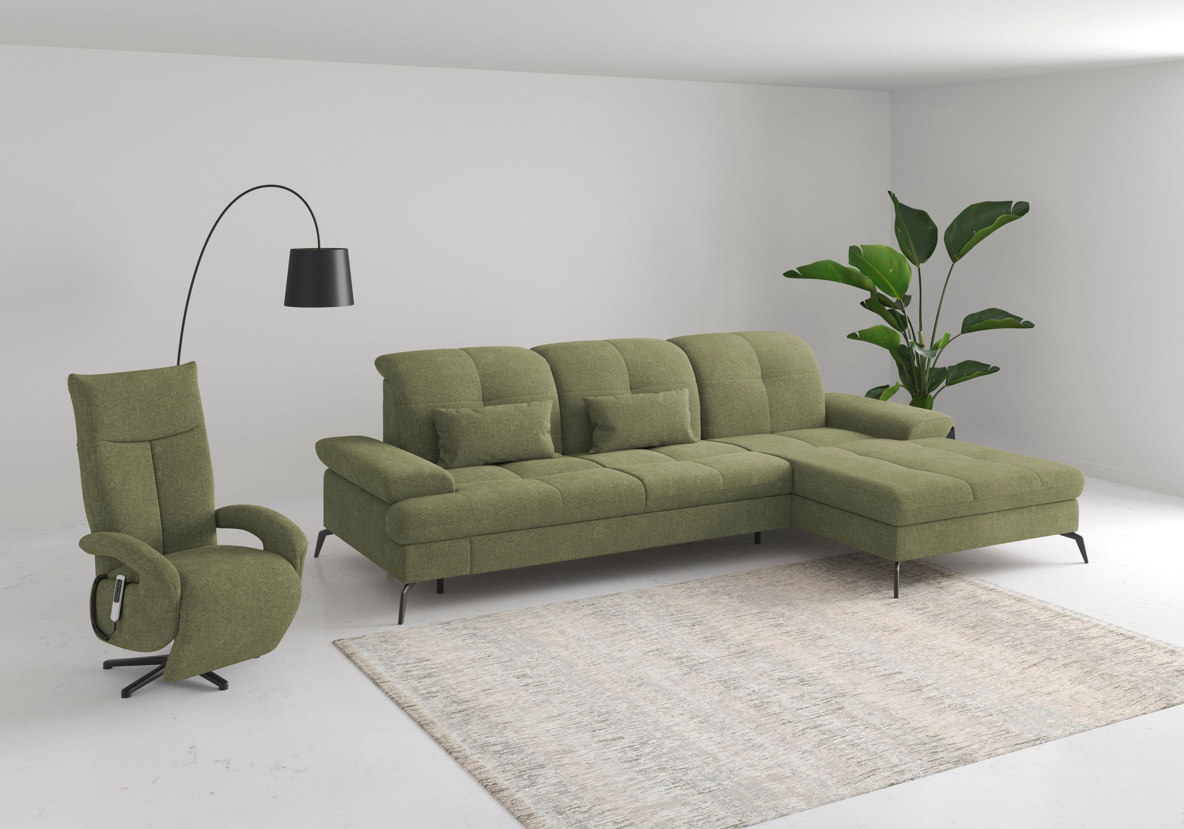 sit&more Ecksofa »Amica, L-Form, inkl. Sitztiefenverstellung & Armteilverstellung«, wahlweise mit Bettfunktion, Bettkasten und Kopfteilverstellung